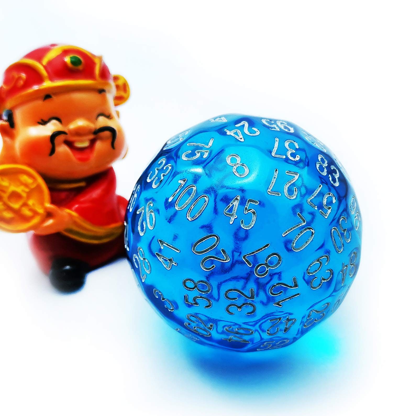 Bescon Translucent Blue Polyhedral D100 Dice – 100-Sided Transparent Cube