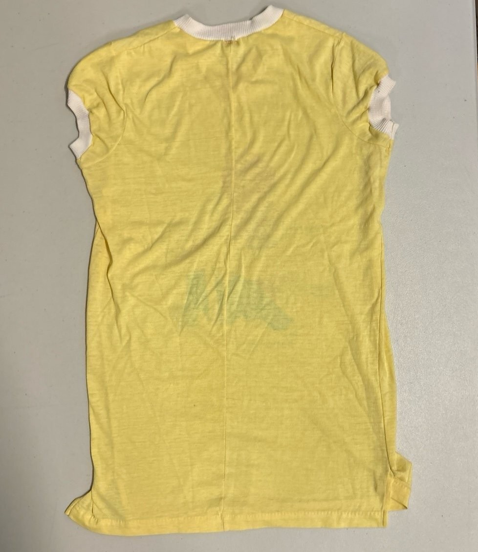 Vintage 1980s Kids Nightgown Knock-Knock Joke Graphic Yellow Puffed Sleeves