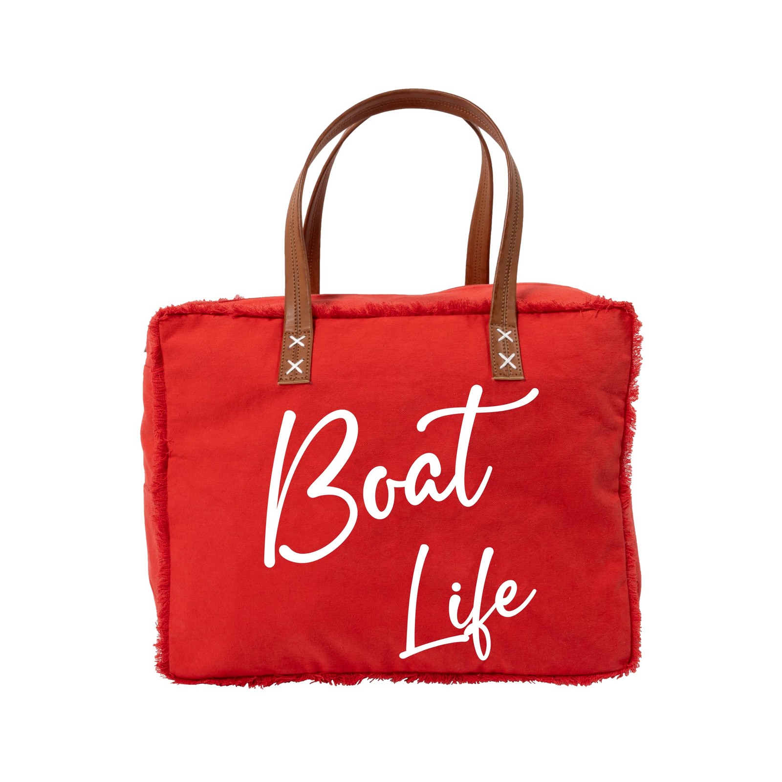 Pavilion 16.5×13 Canvas Tote Bag Waterfront Lakeside Boat Lovers Red White