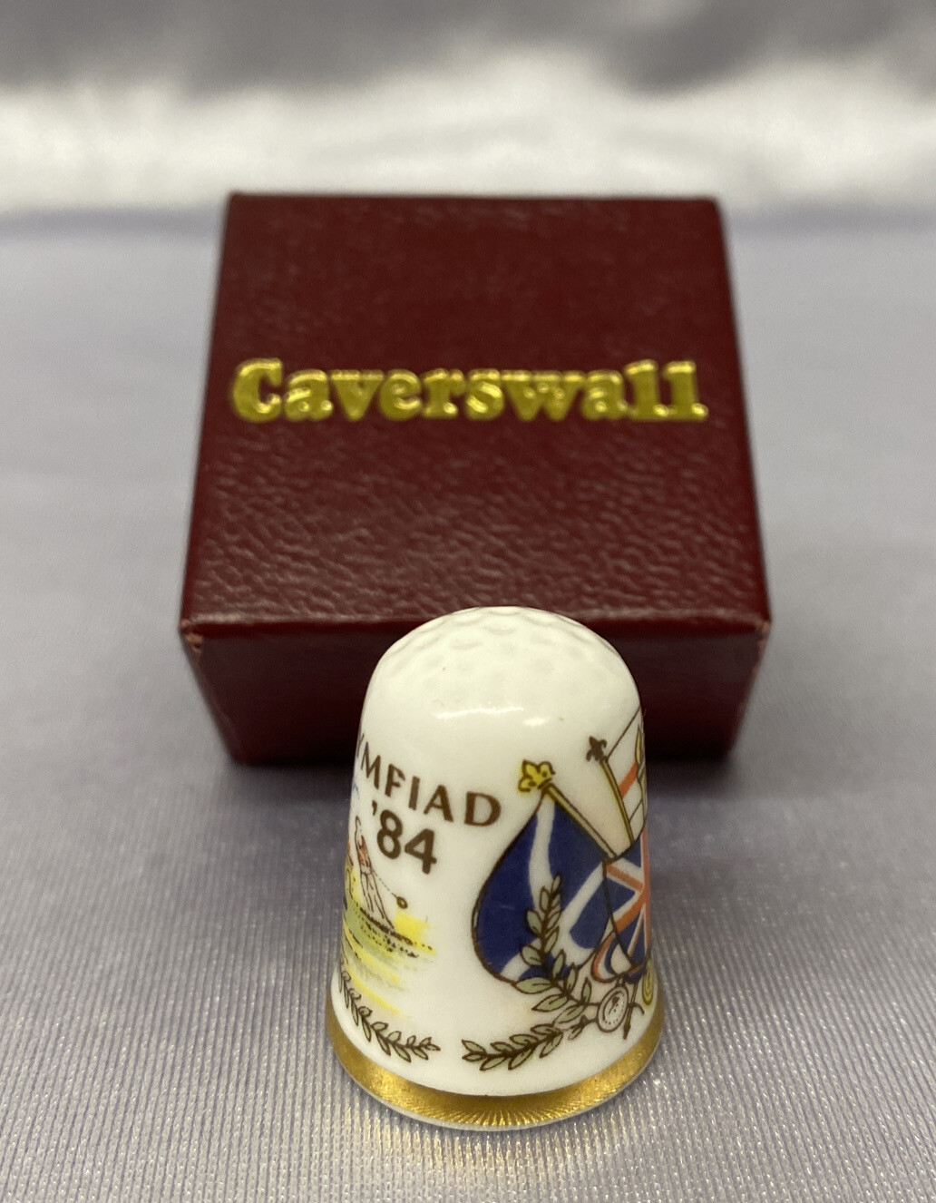 SUMMER OLYMPIAD OLYMPICS 1984 LOS ANGELES ENGLAND FLAG SOUVENIR THIMBLE ORIGINAL