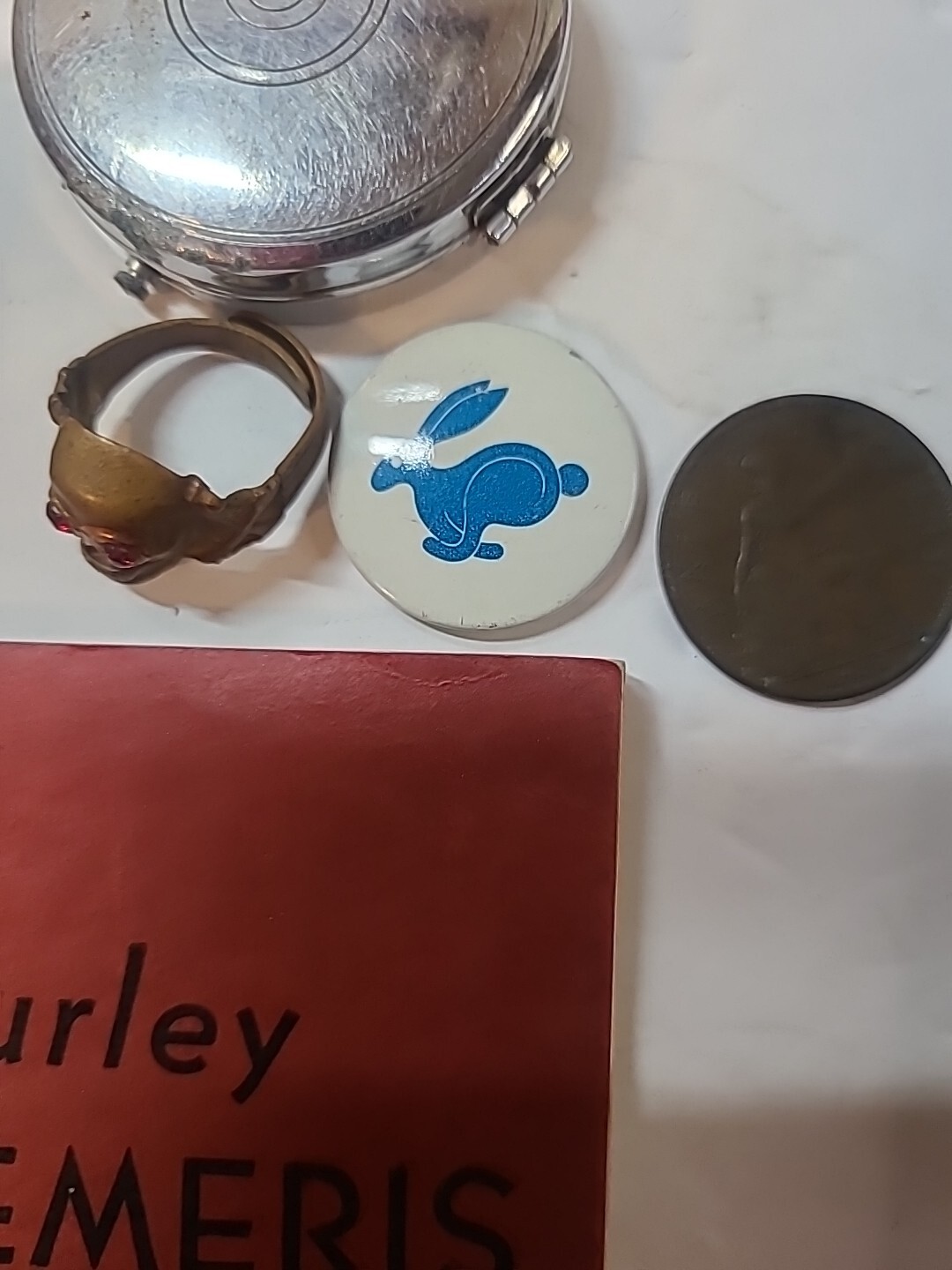 Lot Vintage Junk Drawer – Car Advertising Mr. Peanut, Compass Japan, Dice, Watch