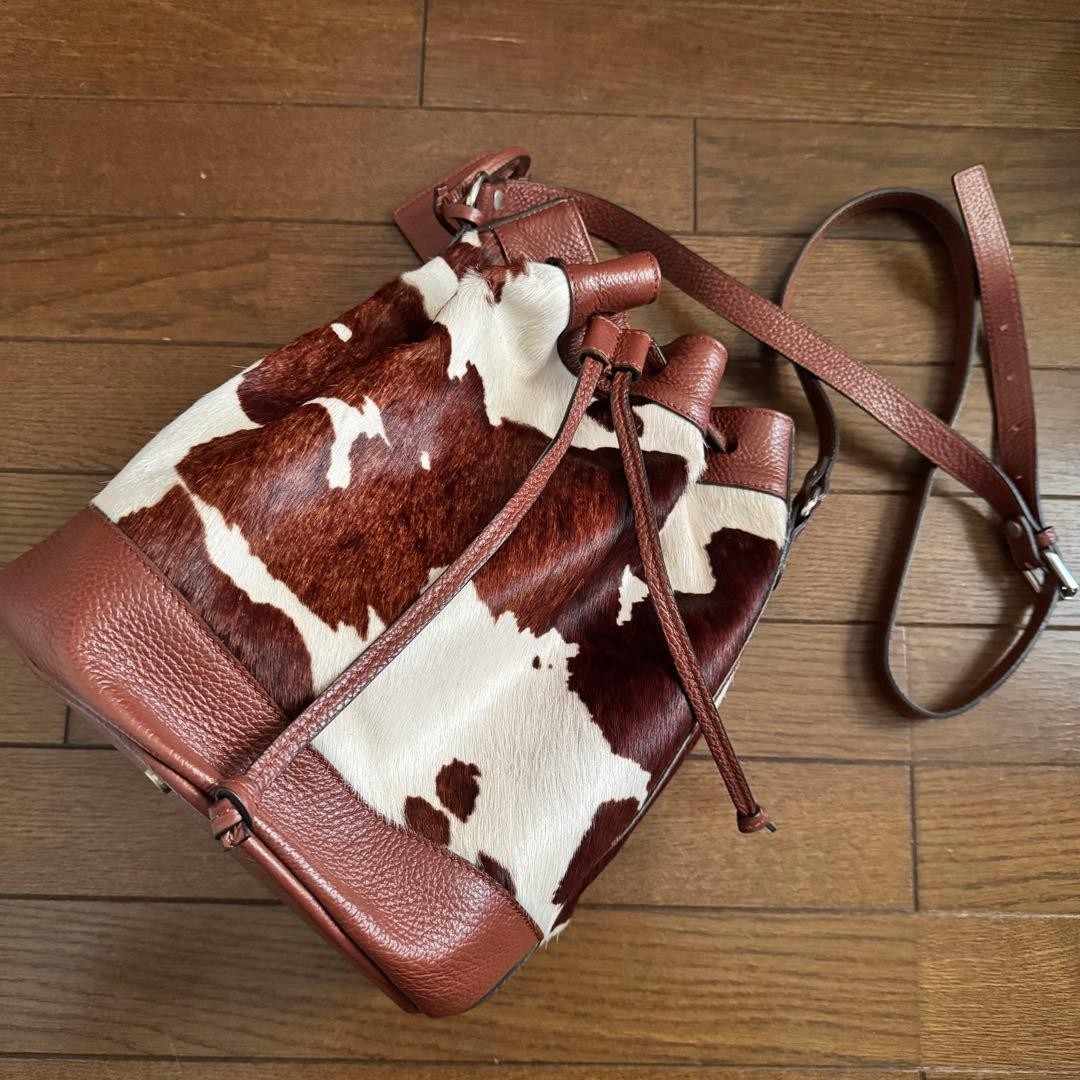 Bag bag K Kitamura 2 genuine leather brand cow pattern bucket type shoulder bag