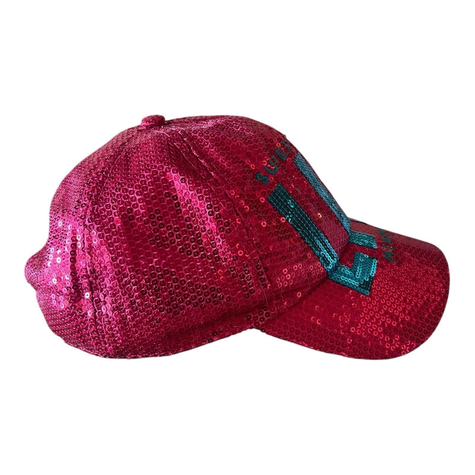 Super Bowl LIV Miami Pink Sequin Hat Women Adjustable Rare Statement Cap