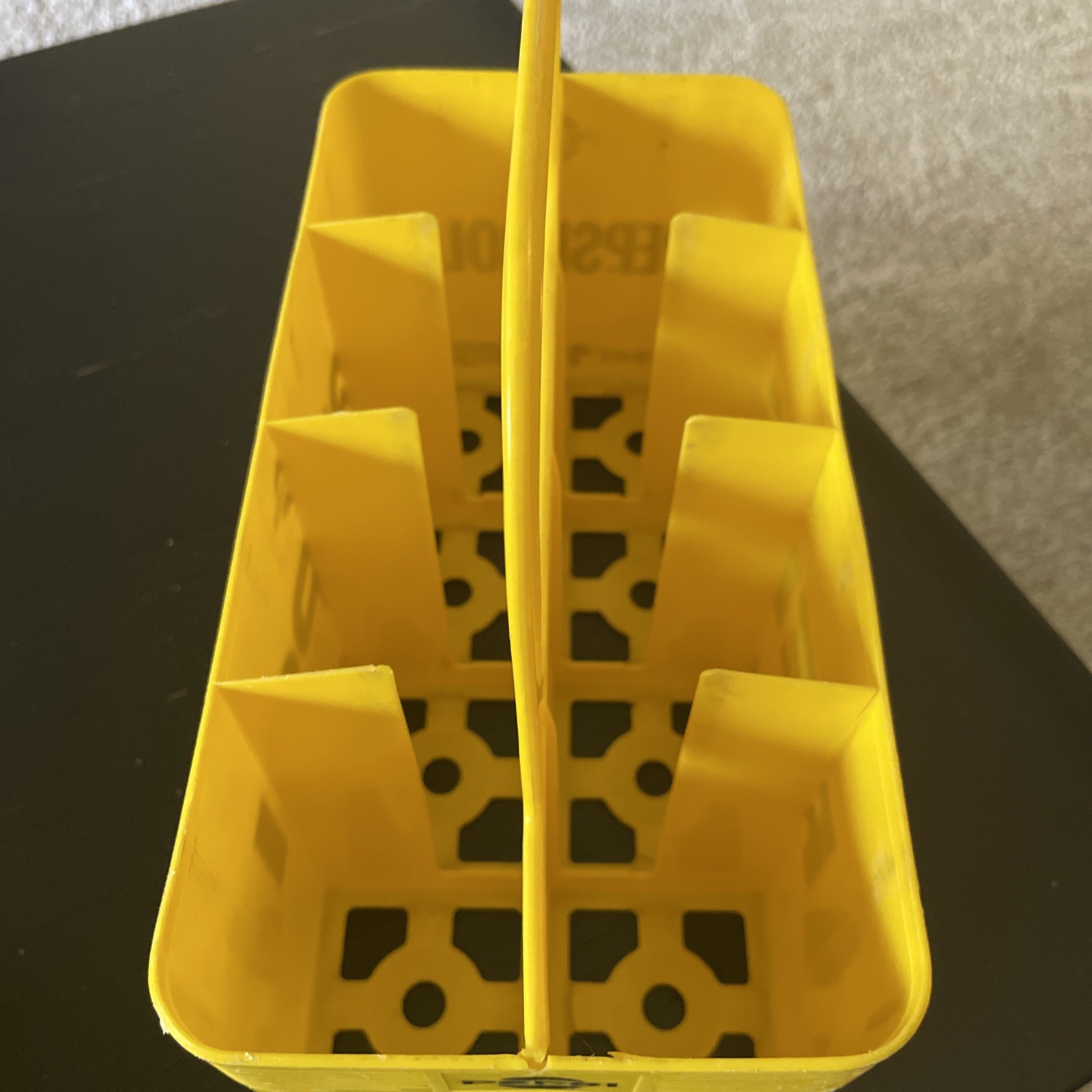 Two Vintage PEPSI Yellow Plastic 8 Pack 16 oz. Bottle Carrier Old Crate Holder