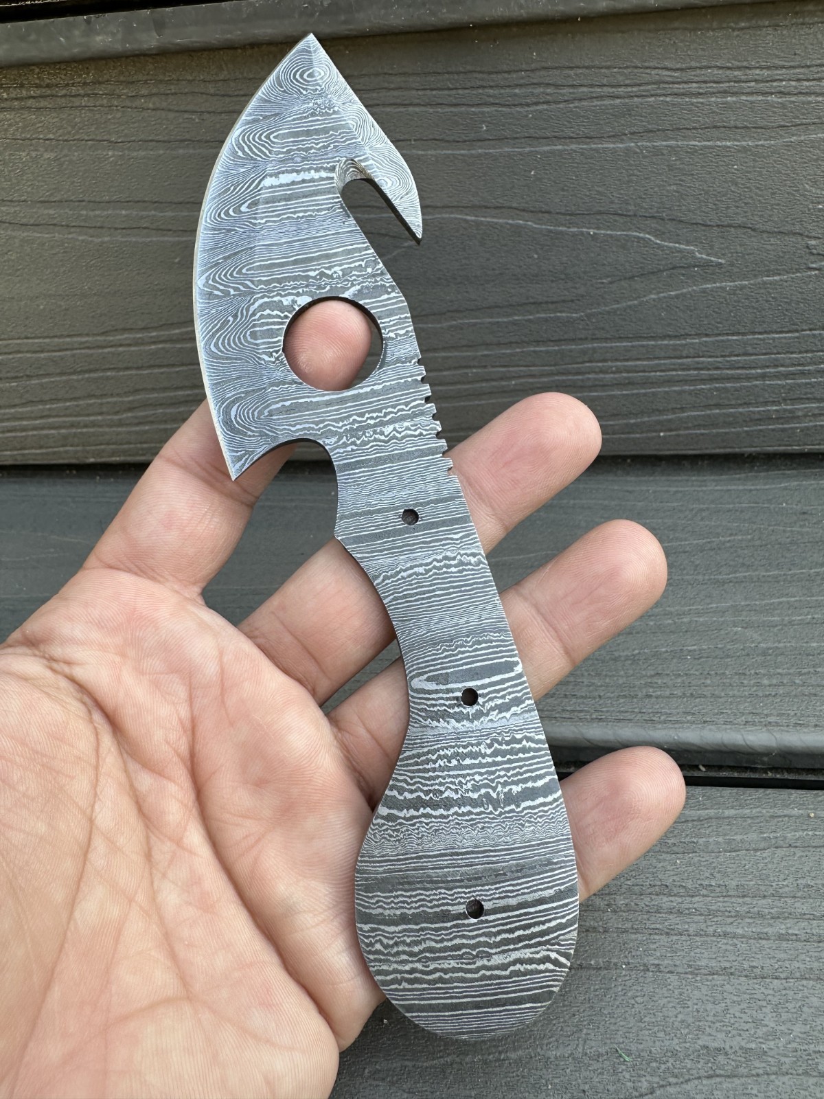 Handmade Damascus Steel Blank Blade Skinner Gut Hook Hunting Knife bowie knife