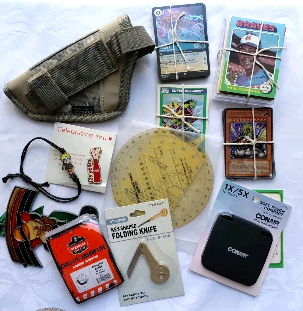 Junk Drawer Lot w/ Disney Yu-Gi-Oh! Marvel Topps Coca-Cola Naruto Taigear +