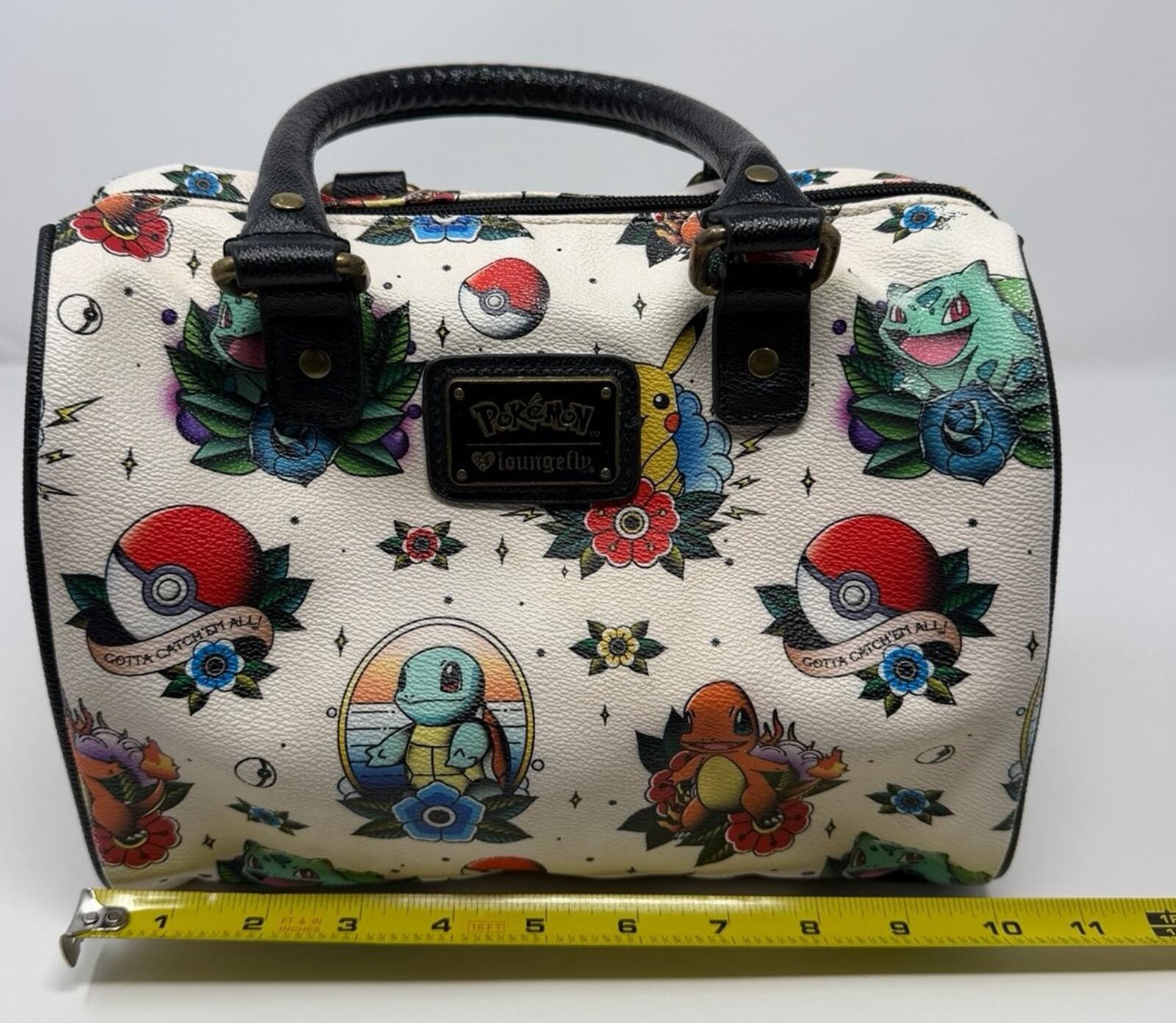 Loungefly Pokemon Tattoo Satchel Barrel Bag Purse Starters Heart Logo htf