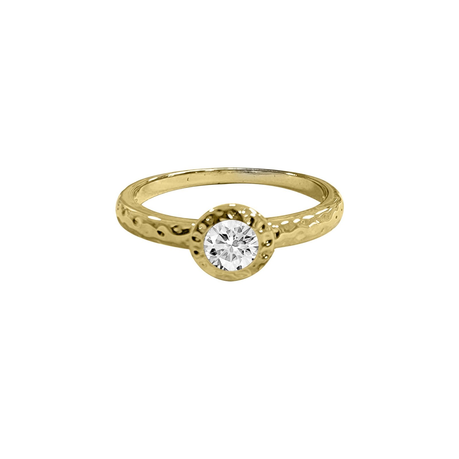 Maya J April Birthstone Hammered Yellow Gold Stackable Ring, Size 9, Diamond