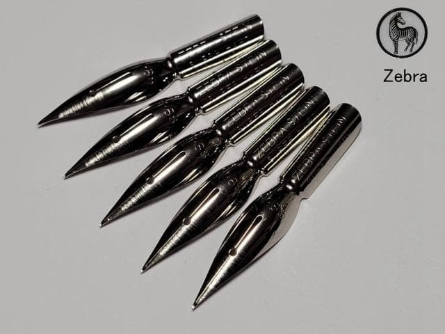 42-5. Replacement pen nibs Zebra Stein pen No. 88 hardened tip chrome set of 5