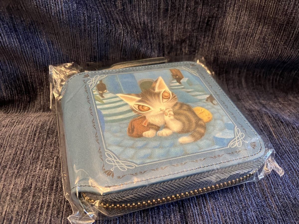 Wachifield Dayan Aoi Machi Leather Wallet Round Bifold Japan Blue 4.7×3.5 in