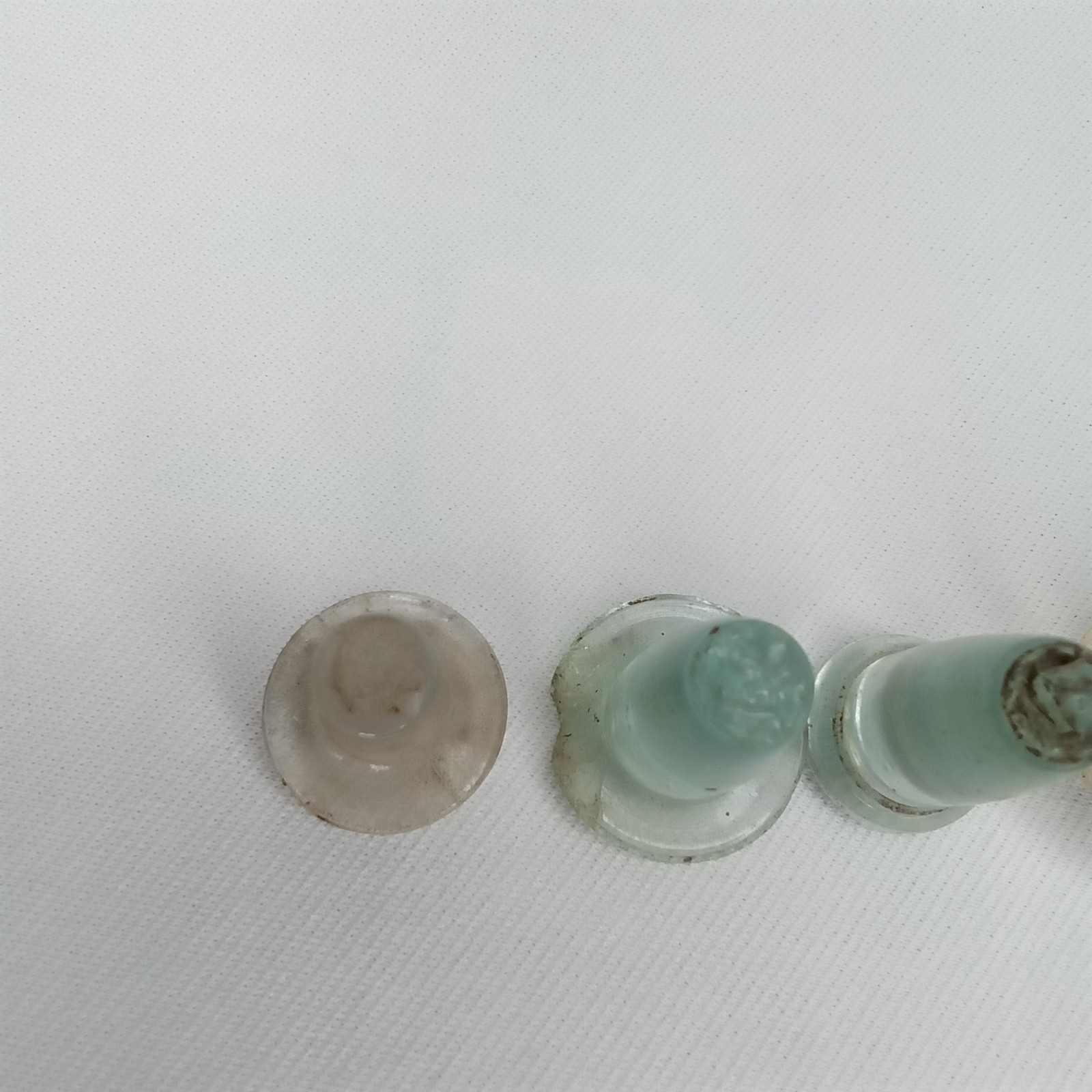Antique 1900s Glass Stopper Set Of 4 Clear & Blue For Medicine Or Perfume Bottle