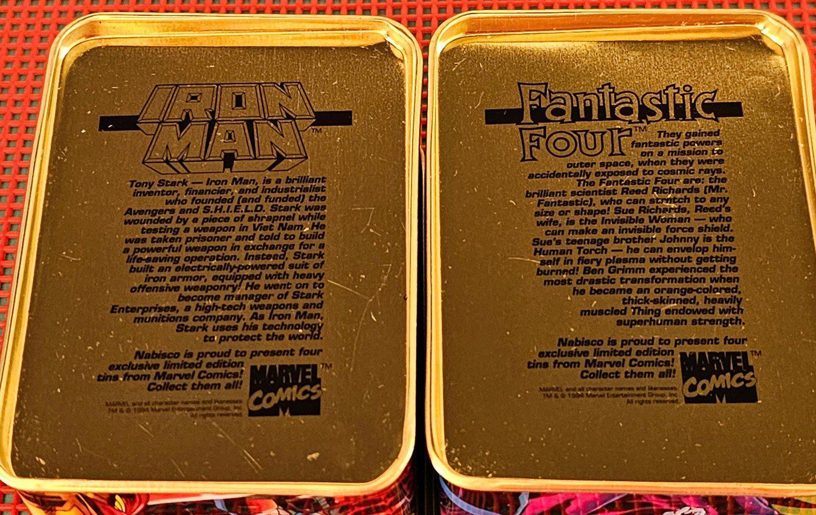 Marvel Comics Iron Man Fantastic Four Lot of 2 Trading Card Tins by Nabisco