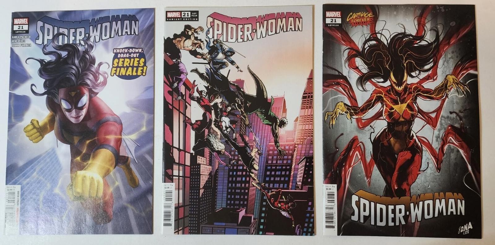 Spider-Woman #21 Cover A B & C Marvel Comics 2022 NM Yoon Carnage lot of 3