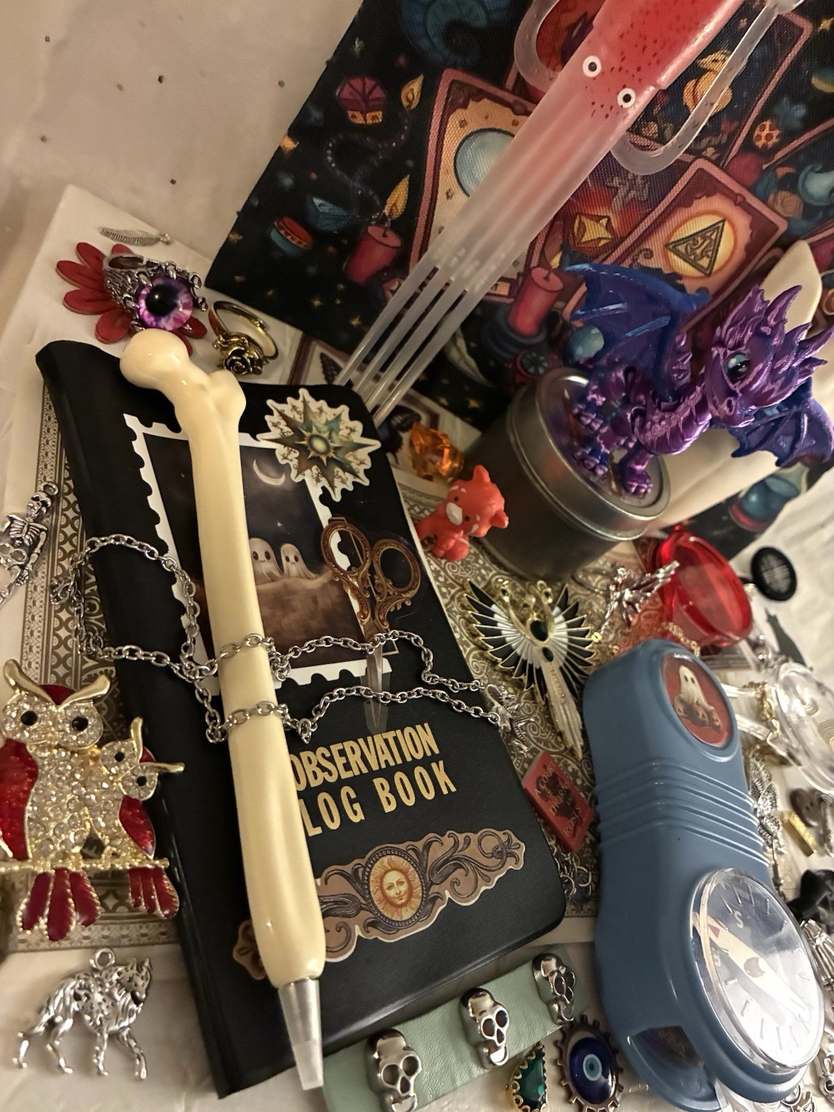 Ghost Log Booklet Goddess Figurine Tarot Pouch Charms Junk Drawer Wicca Art Lot