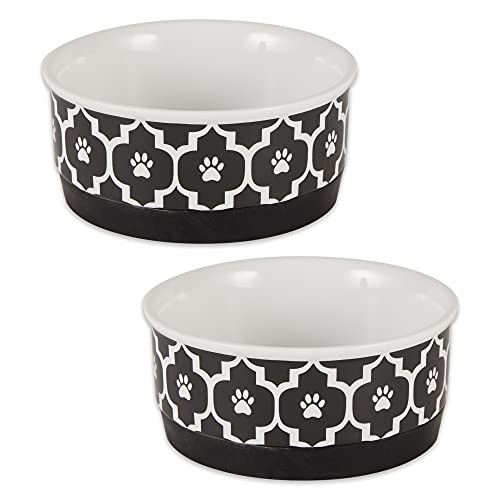 Bone Dry Lattice Pet Bowl & Canister Small 4.25″x2″ Black 2-Piece Set