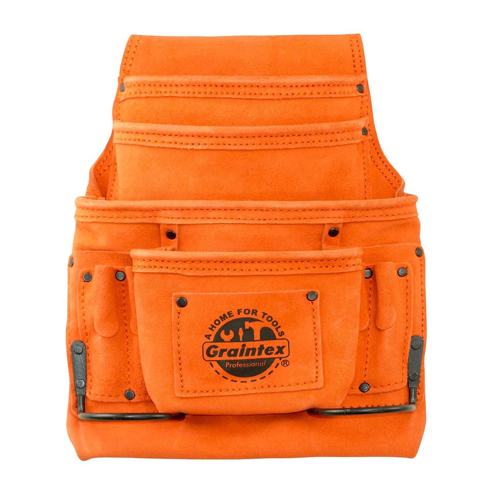 Graintex 10 Pocket Nail Tool Pouch Orange Suede Leather SS2549