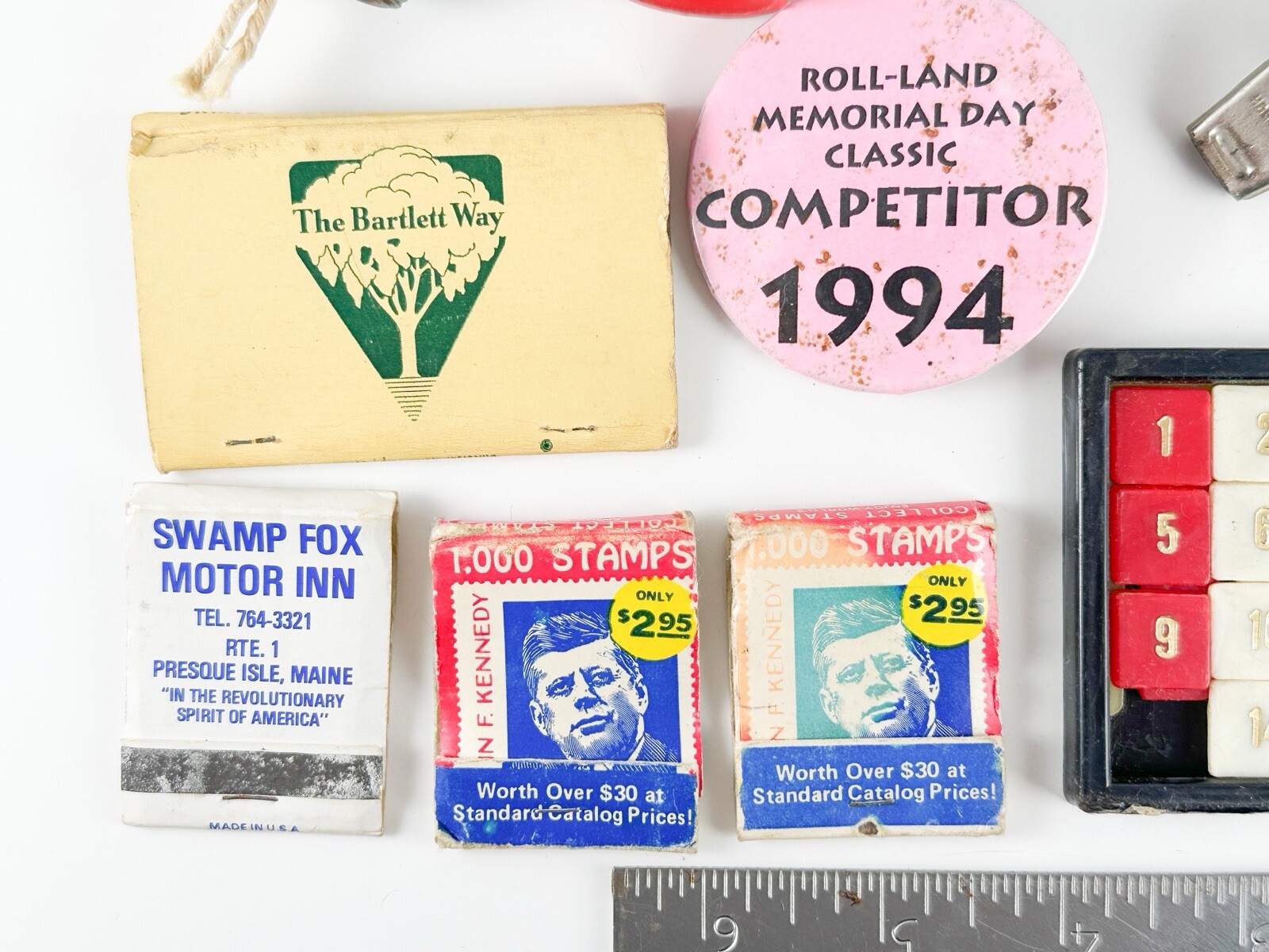 Vintage Junk Drawer Lot Button Matches Whistle Key Game Pieces Car Parts