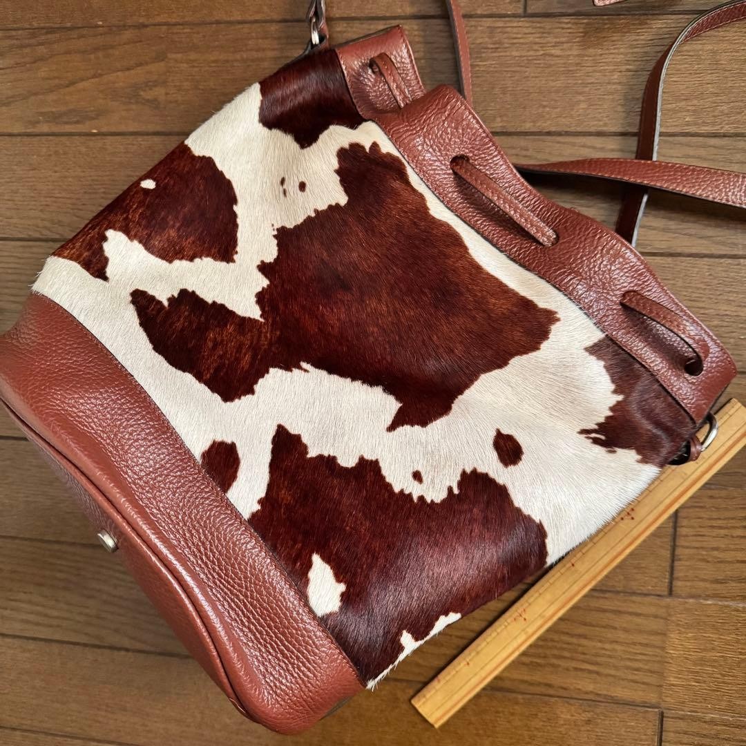 Bag bag K Kitamura 2 genuine leather brand cow pattern bucket type shoulder bag