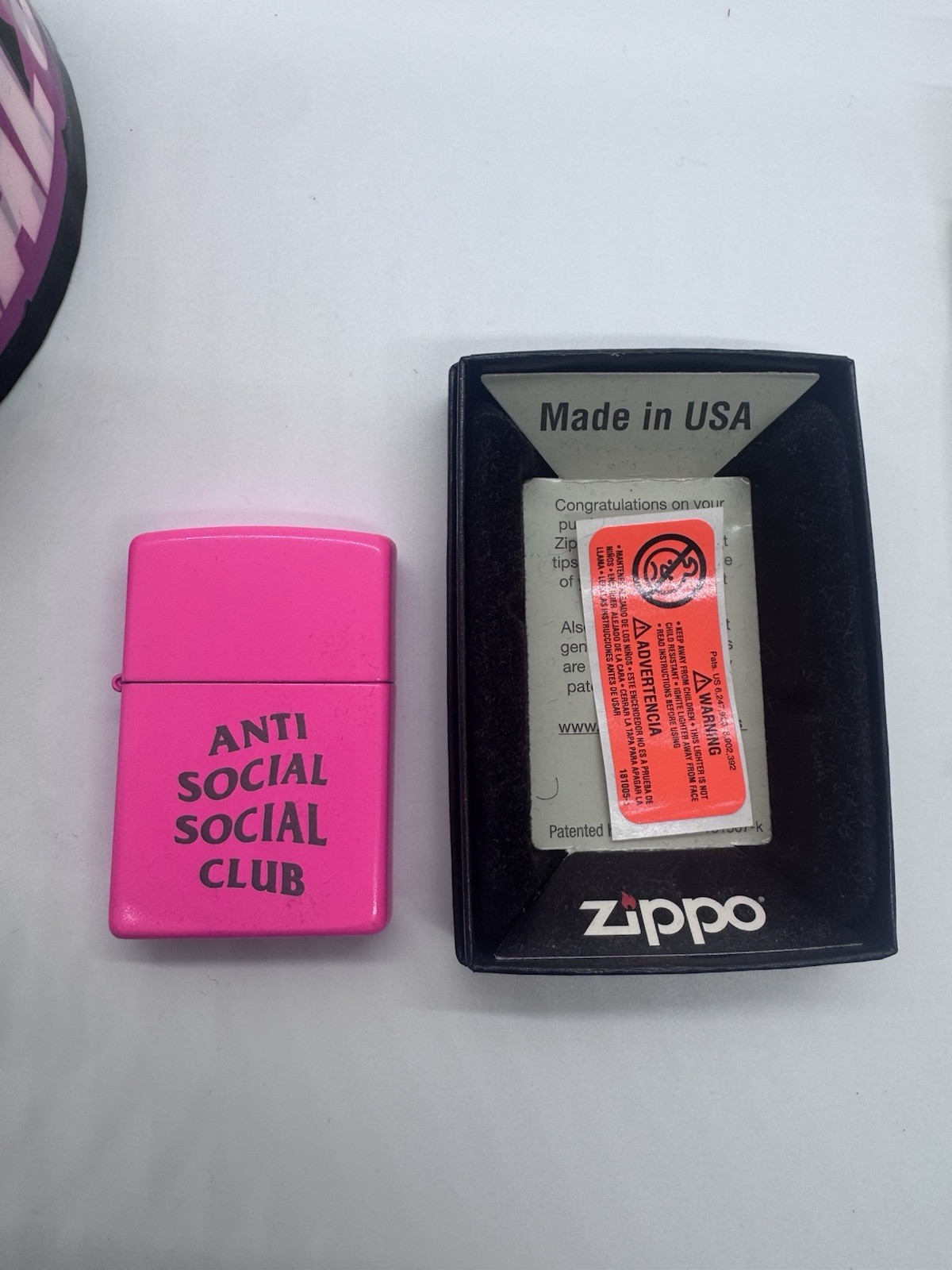 Lot Of Anti Social Social Club Items Towel, Tape, Stickers And No Regrets Zippo