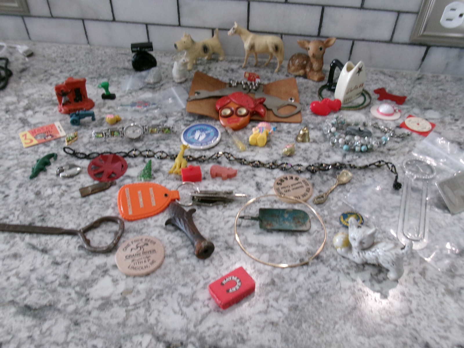 Vintage Junk Drawer/Trinket Lot, 50 Piece Lot, 1.3lbs