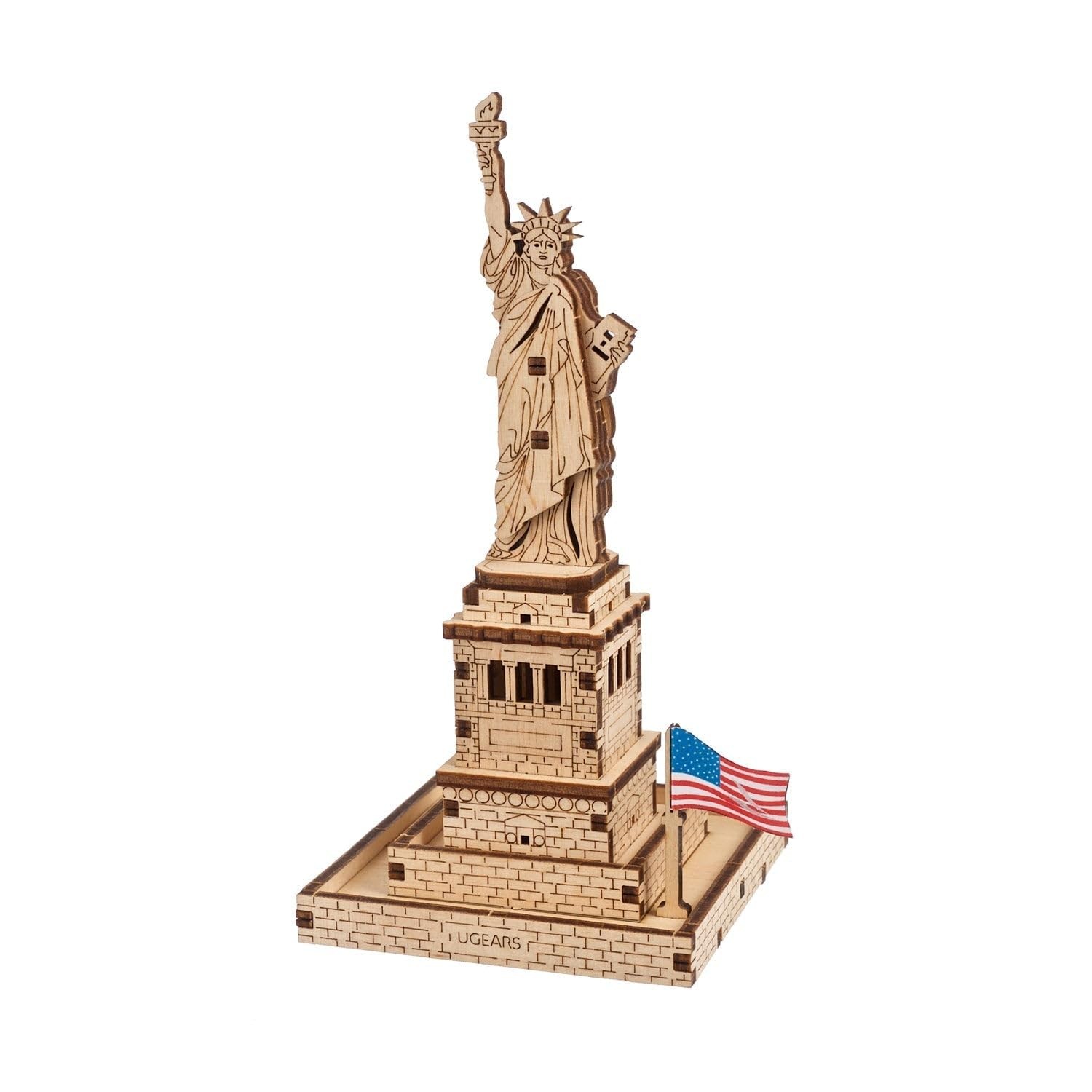 Ugears Statue of Liberty 3D Puzzle, 46-Parts, 5.7-Inch, Brown