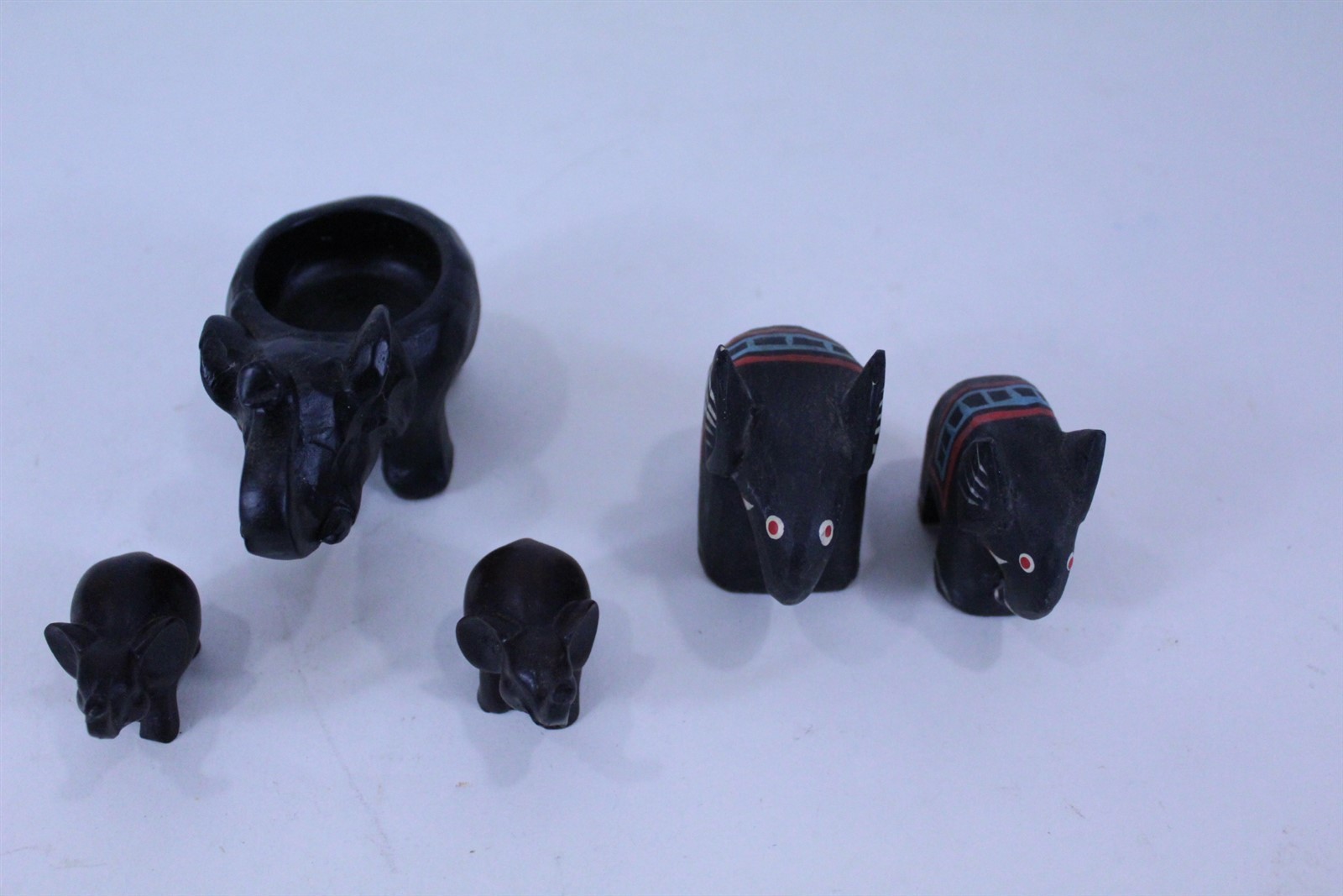 Elephant Figurines Composite & Wood Variety of Sizes Lot of 5