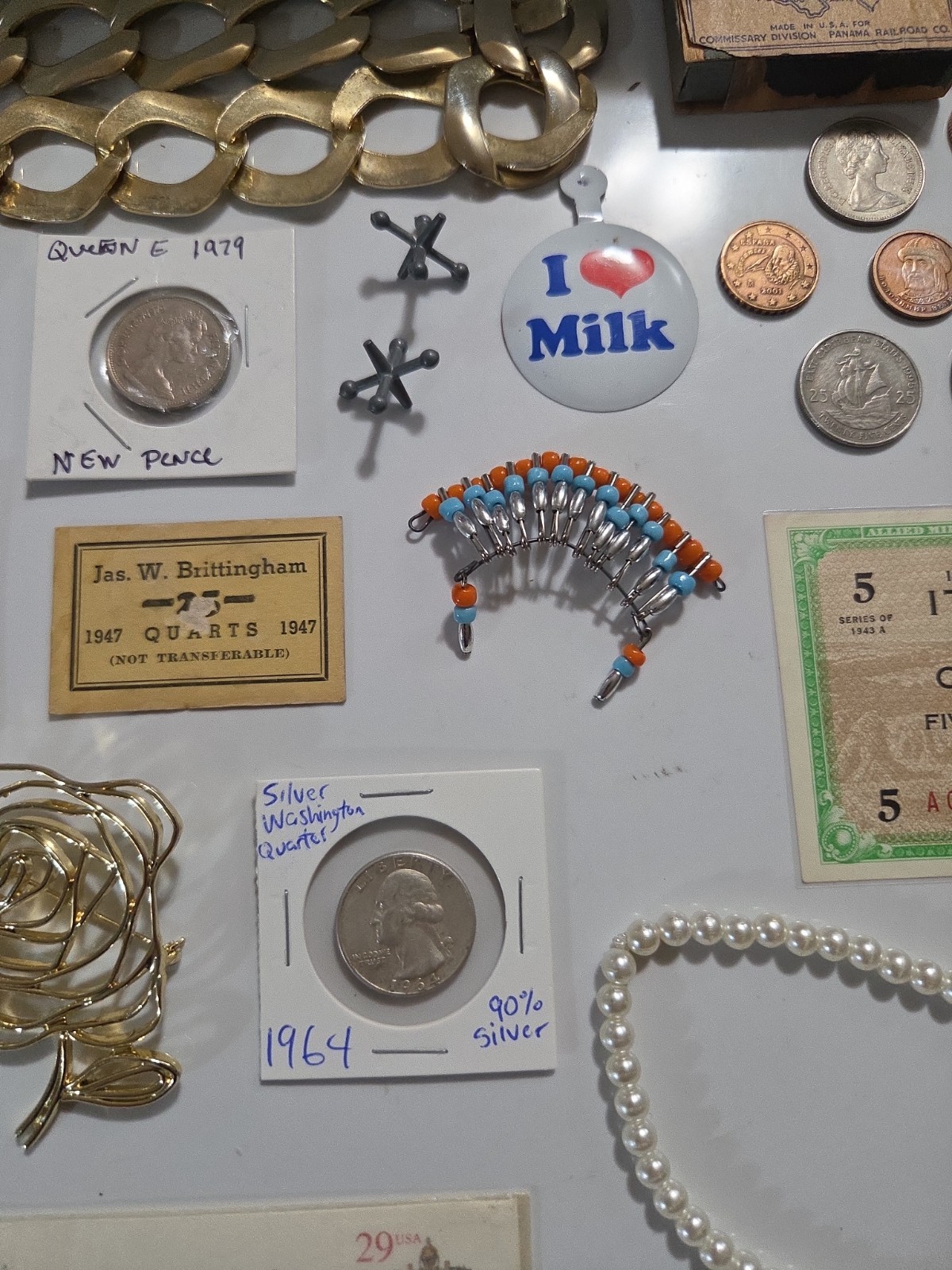 Vintage Junk Drawer With Silver