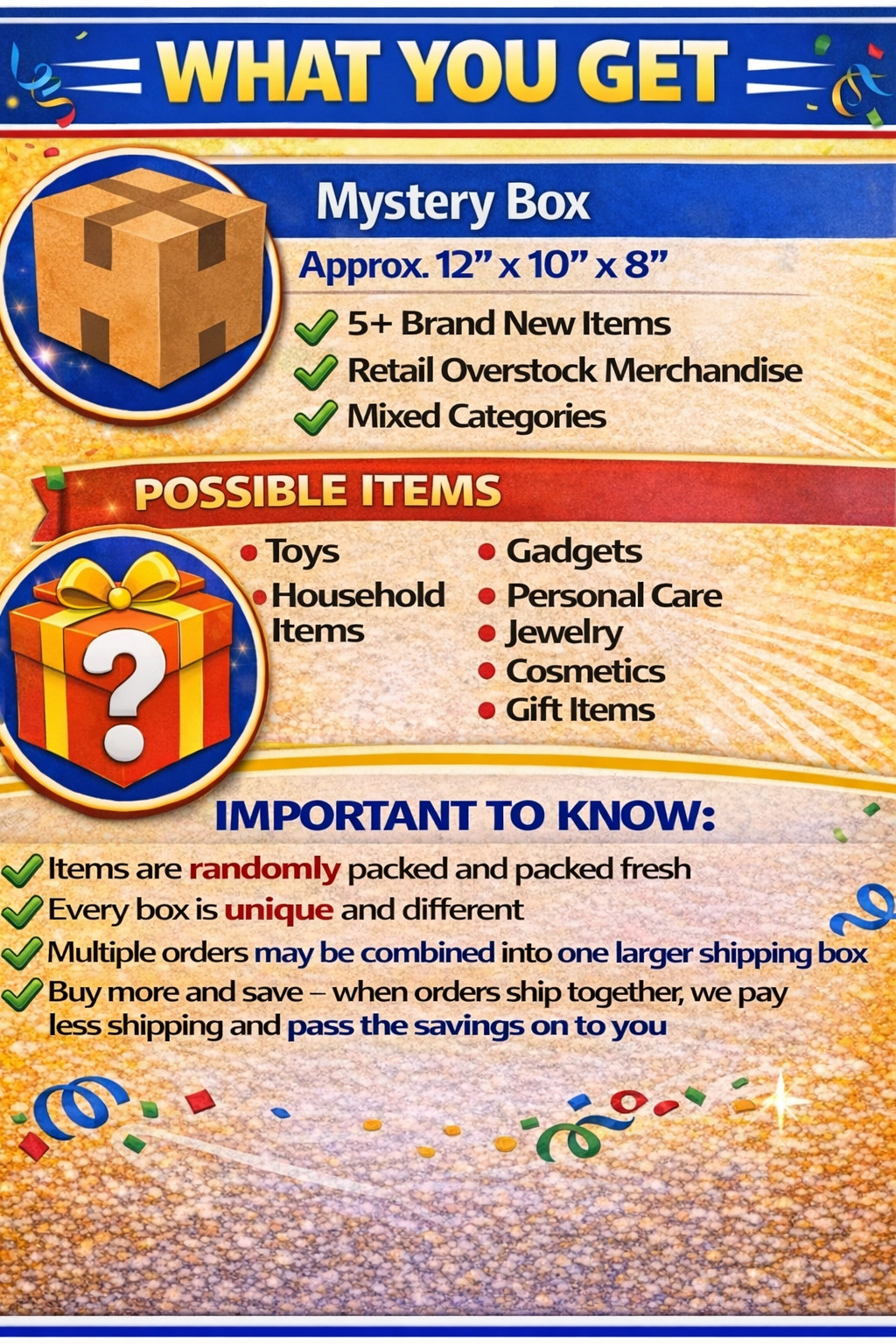Medium Mystery Box Retail Overstock Mixed Items Toys Home Goods Random Surprise