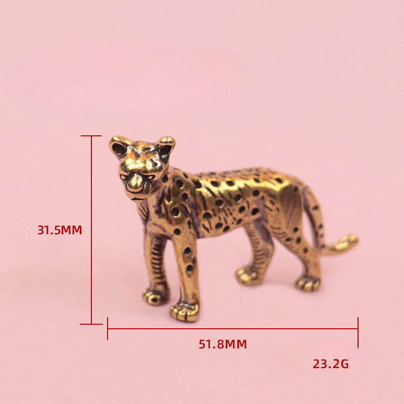 1 Solid Brass Money Leopard Statue Decoration Animal House Tabletop Decoration；