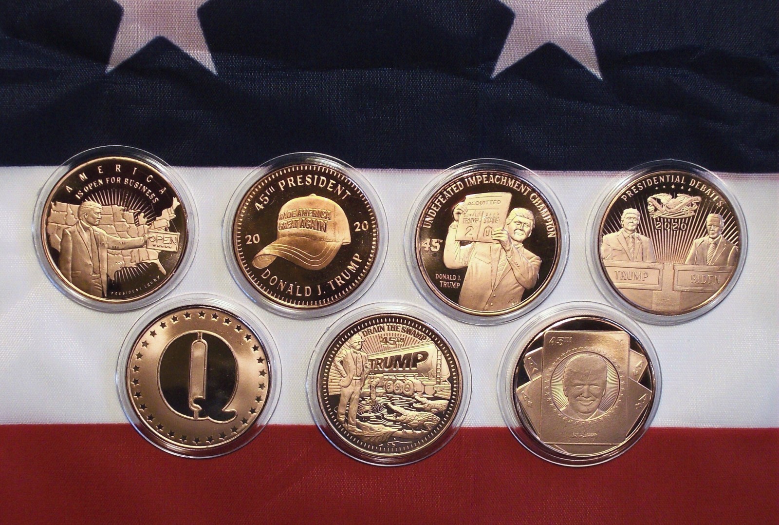 Set of Seven – 2020 Donald J. Trump 45th President of the USA – Copper Rounds