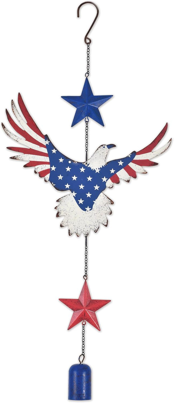 Americana Red White & Blue Patio, Porch or Yard Décor Hanging Wind Bell, Eagle,