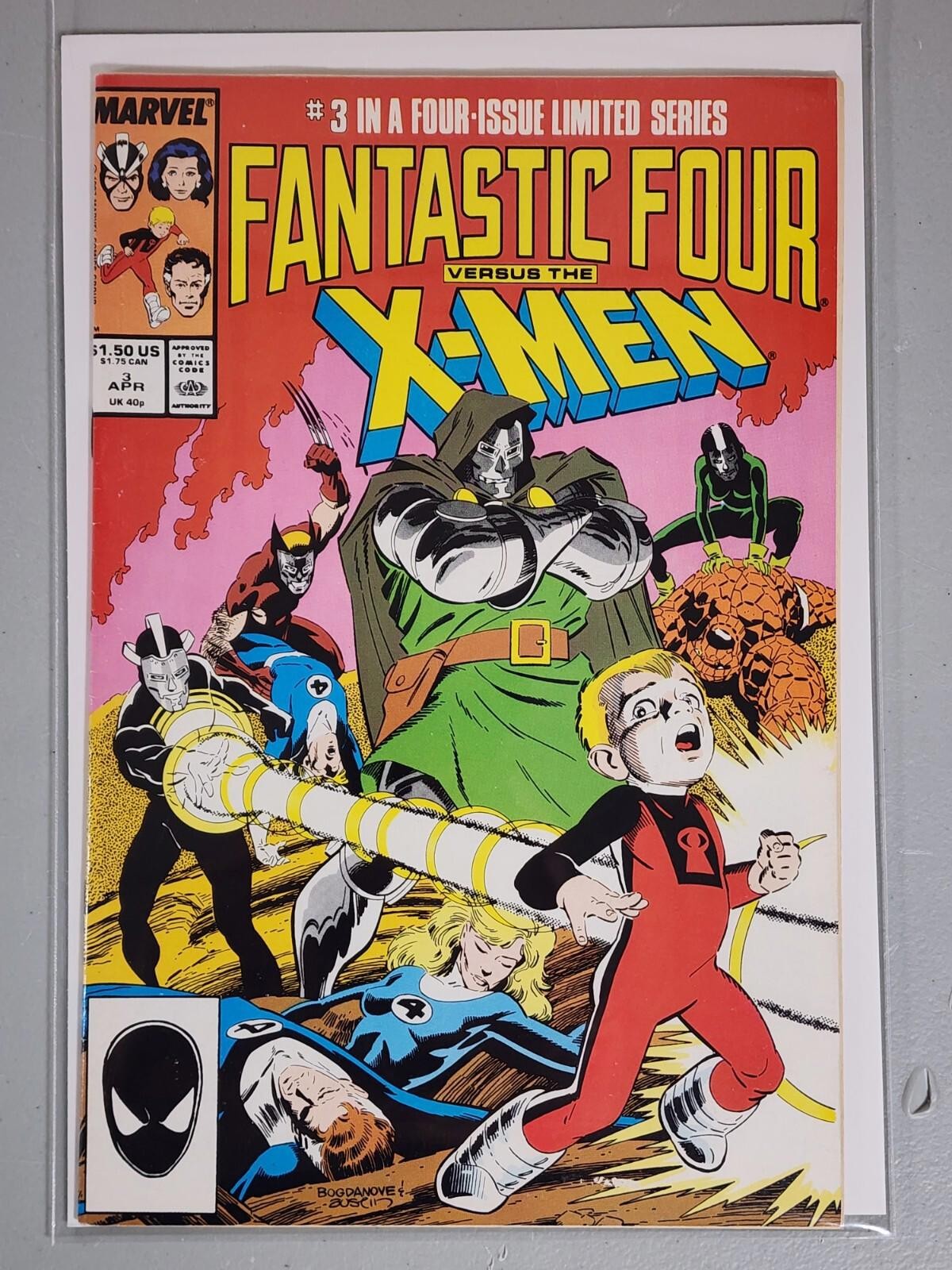 Fantastic Four vs X-Men #1 2 3 Direct VF to NM 1987 Marvel