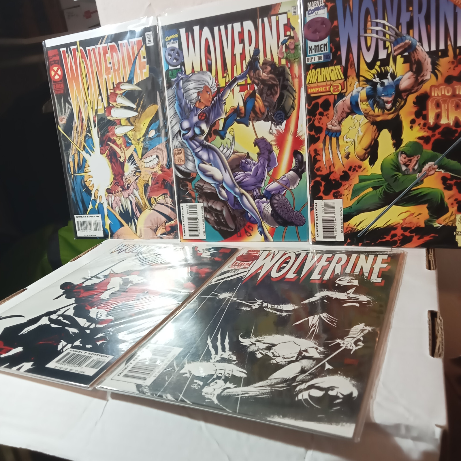 Lot of 5 Wolverine Comics Marvel 1995 1996 VF+ 25 Year Old Vintage Collection