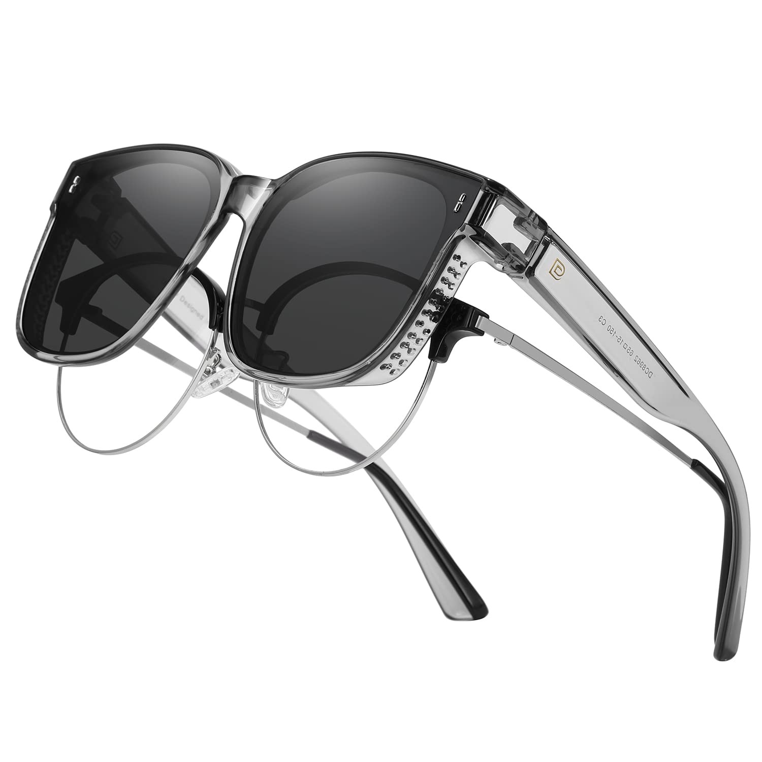 DUCO Fit Over Polarized Sunglasses, UV400 Over Glasses Grey Lens