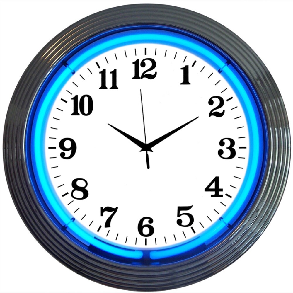 Wholesale lot of 10 Blue green yellow or Teal NEON chrome finish clock sign