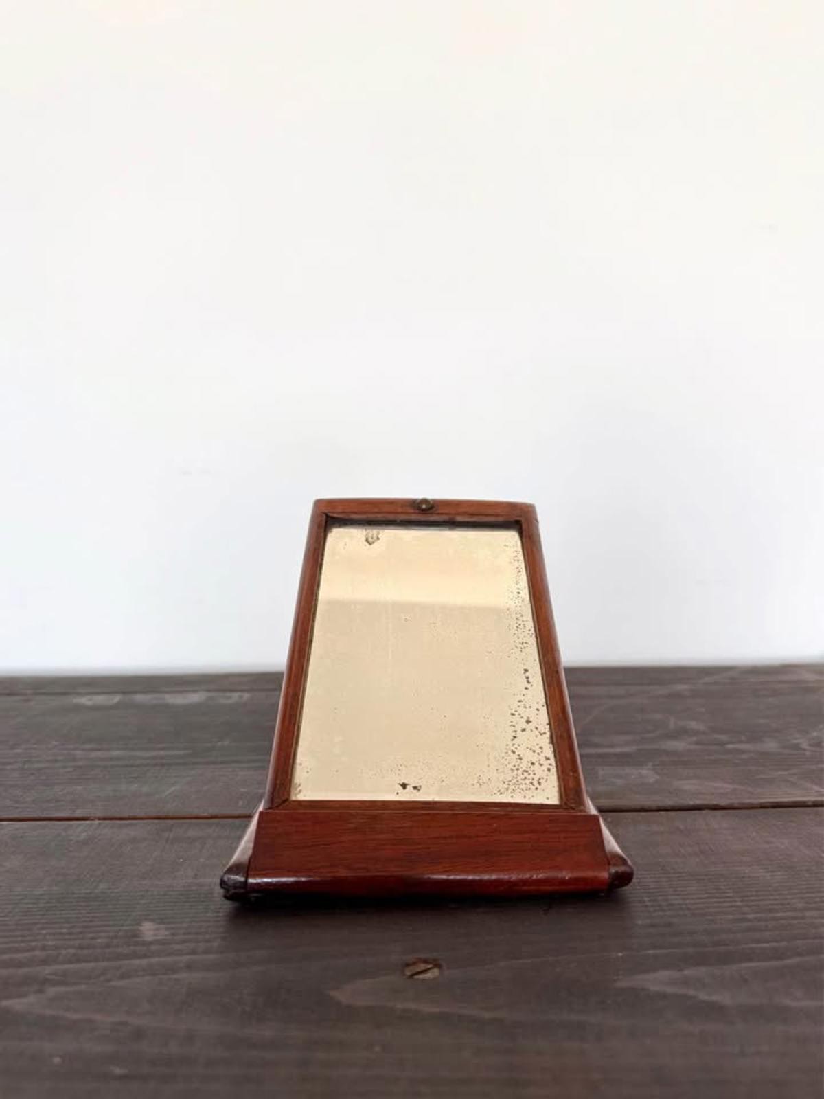 Antique English Campaign Wood Folding Mirror