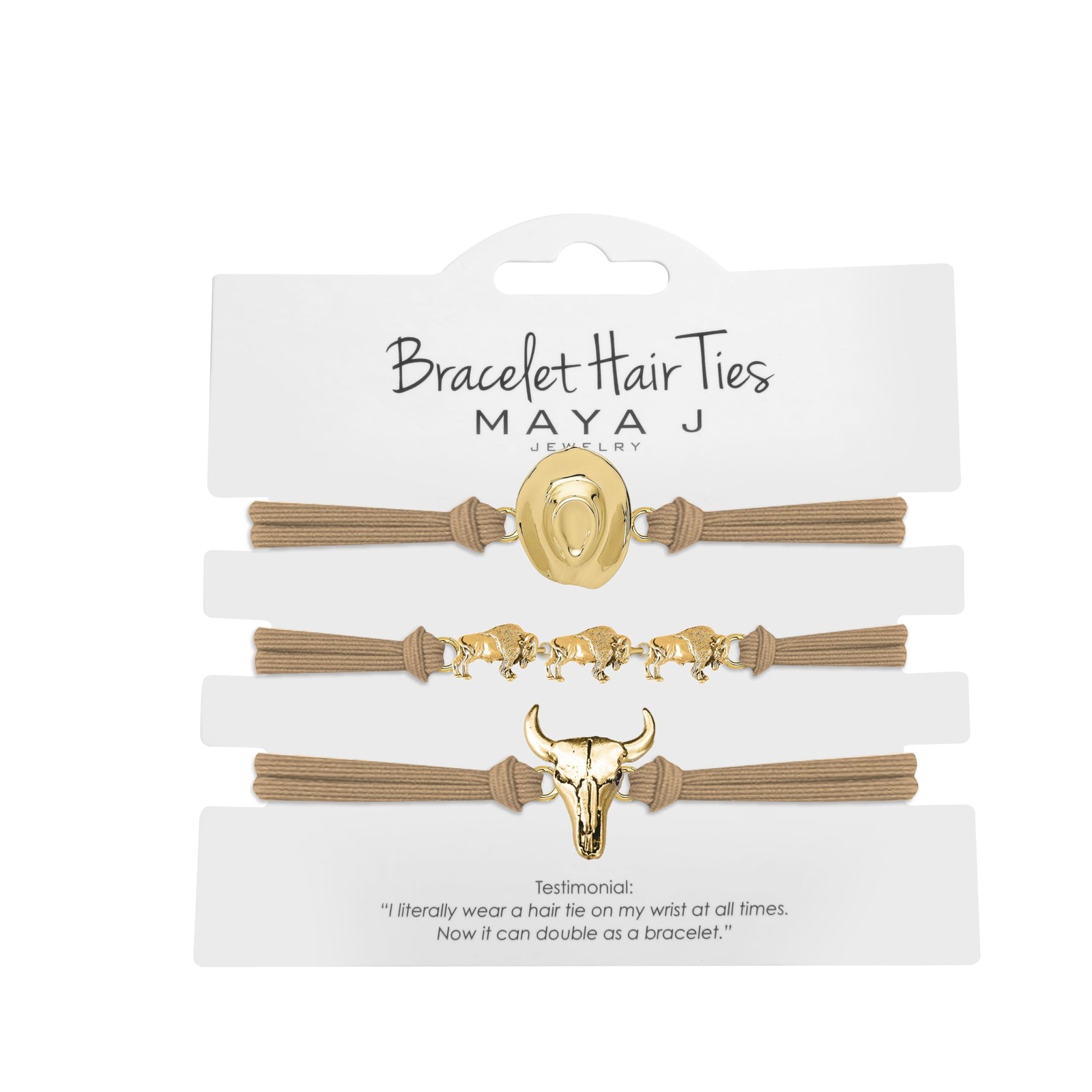 Maya J Hat 3 Buffalo Skull Beige Elastics Beads Cord Yellow Set of small Family