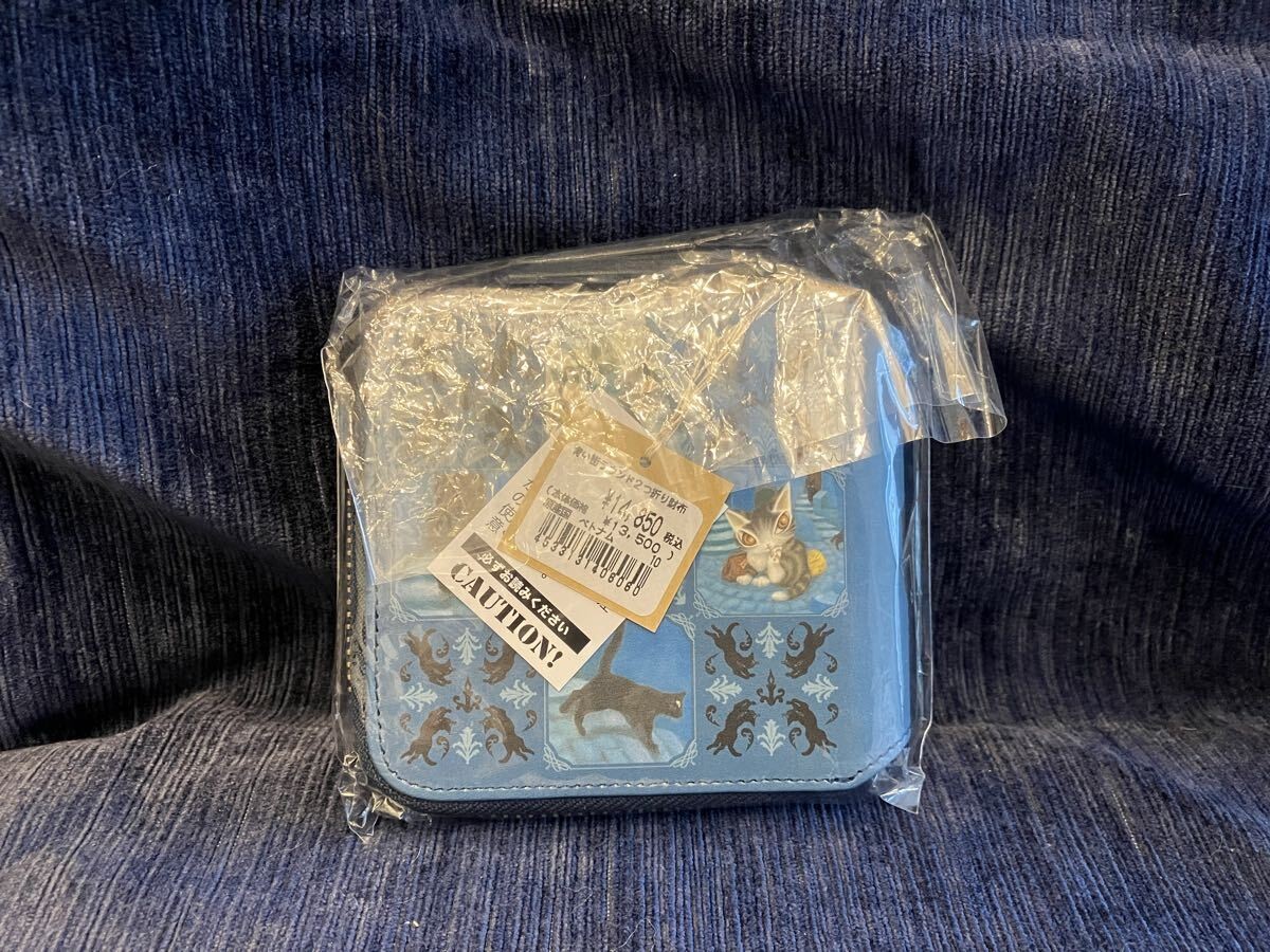 Wachifield Dayan Aoi Machi Leather Wallet Round Bifold Japan Blue 4.7×3.5 in