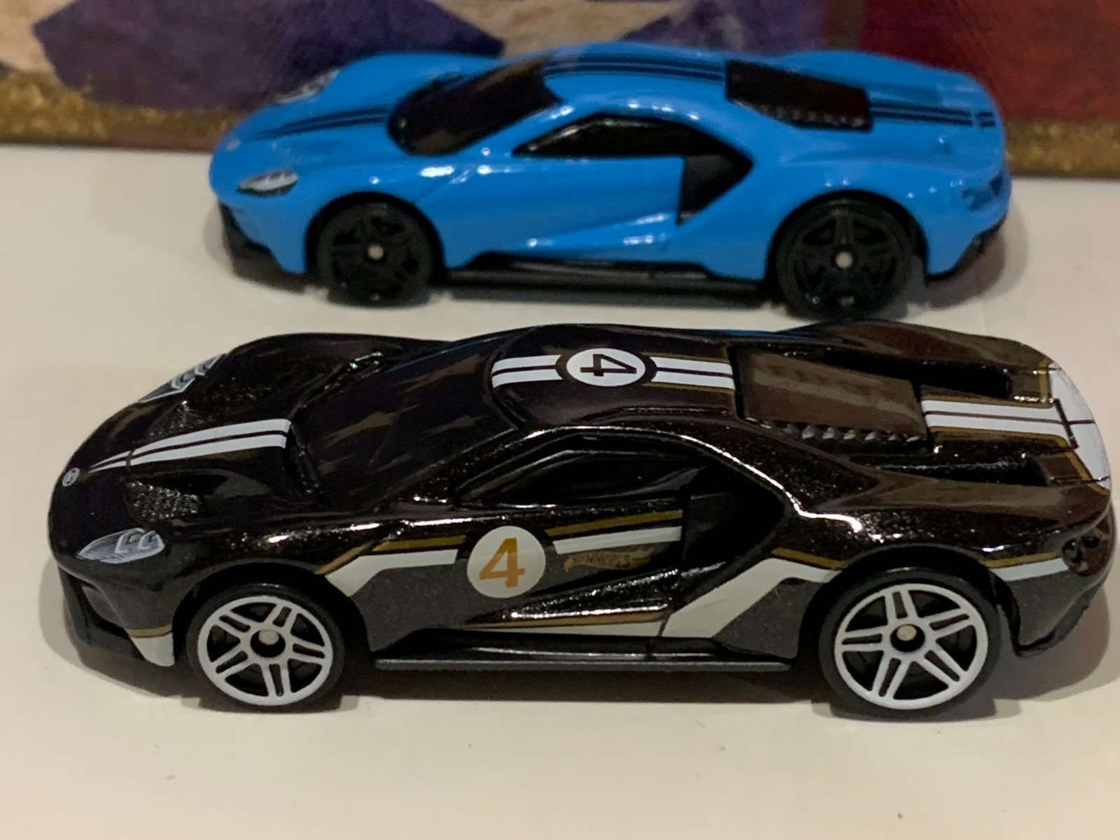 HOT WHEELS 2017 FORD GT X2. 2021 BLACK & 2022 LITE BLUE NICE