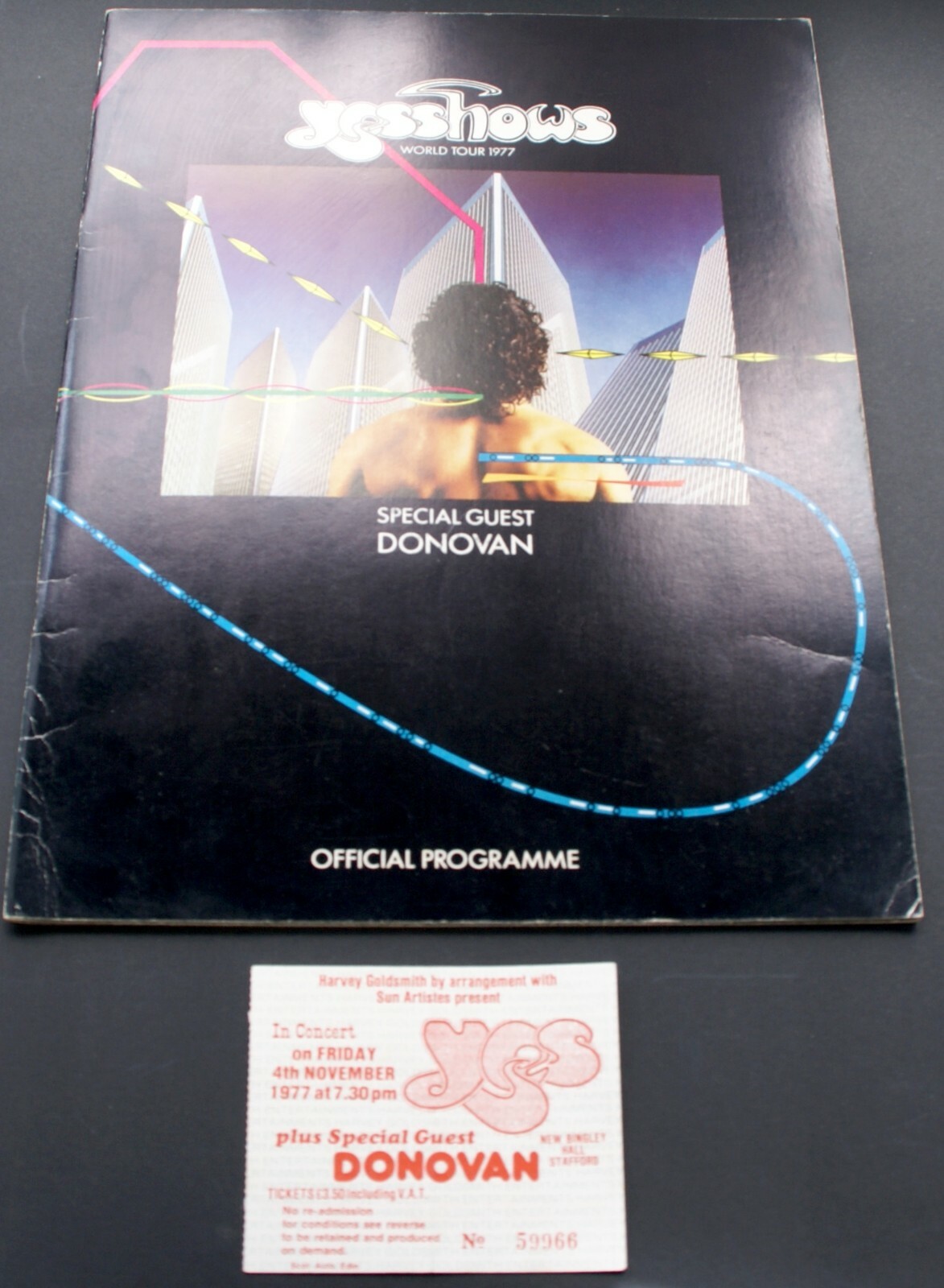 Yes Programme Ticket Donovan Original Vintage Going For One World Bingley 1977