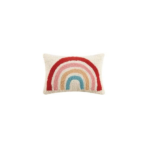 Peking Handicraft Rainbow Hook Pillow, Wool and Poly Velvet