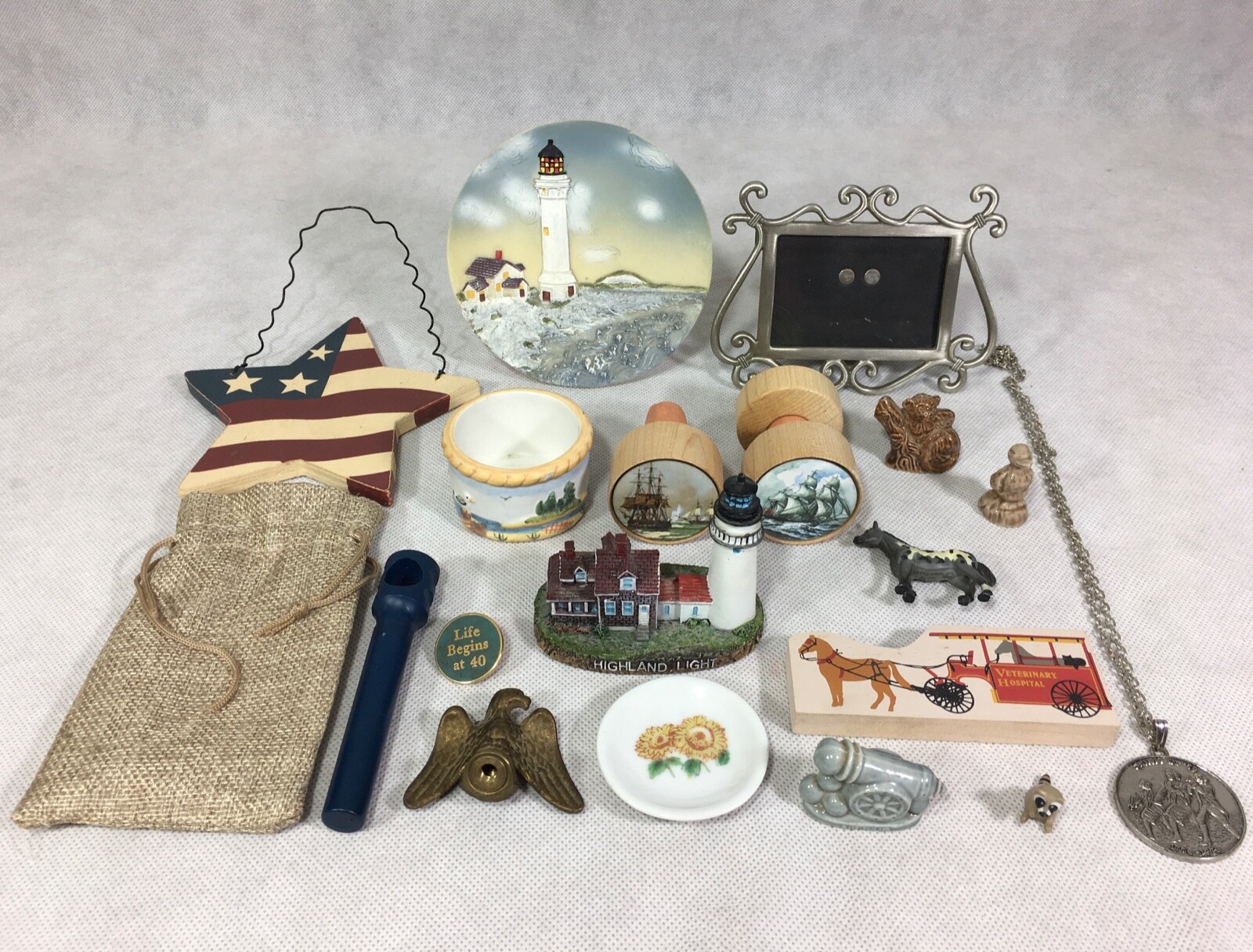 Collectibles Lot Lighthouse Plate Candle Holder Photo Frame Eagle Wade Figurines