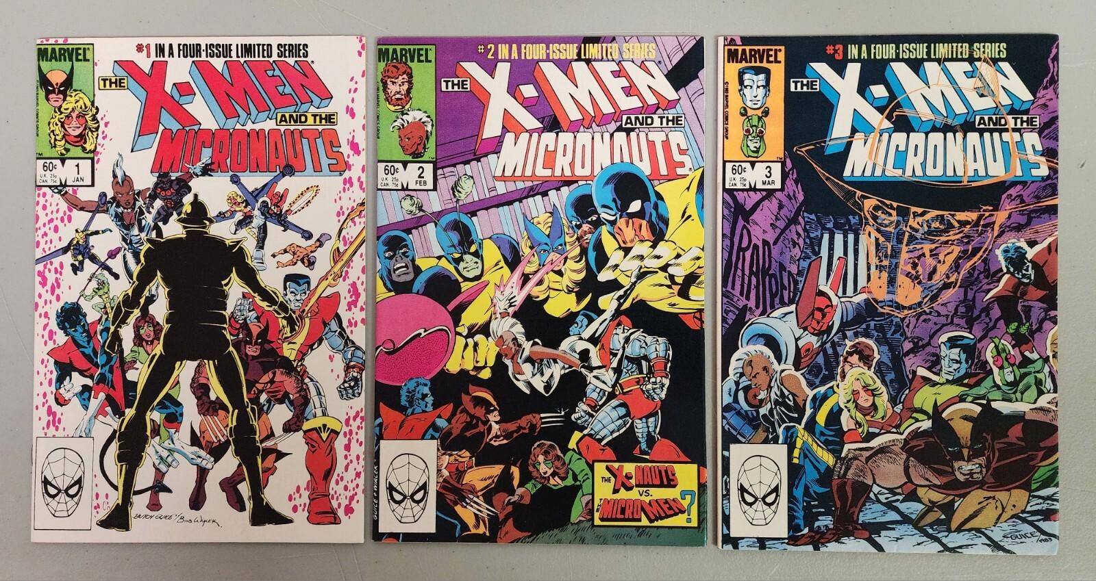 X-Men and The Micronauts #1 2 3 VF/NM or Better Marvel 1984 lot of 3