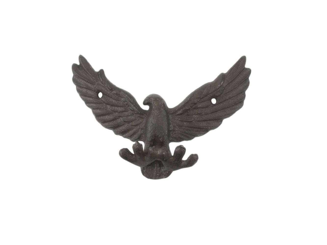 Handcrafted Cast Iron Eagle Wall Hooks, 6″ Decorative Nautical Talons