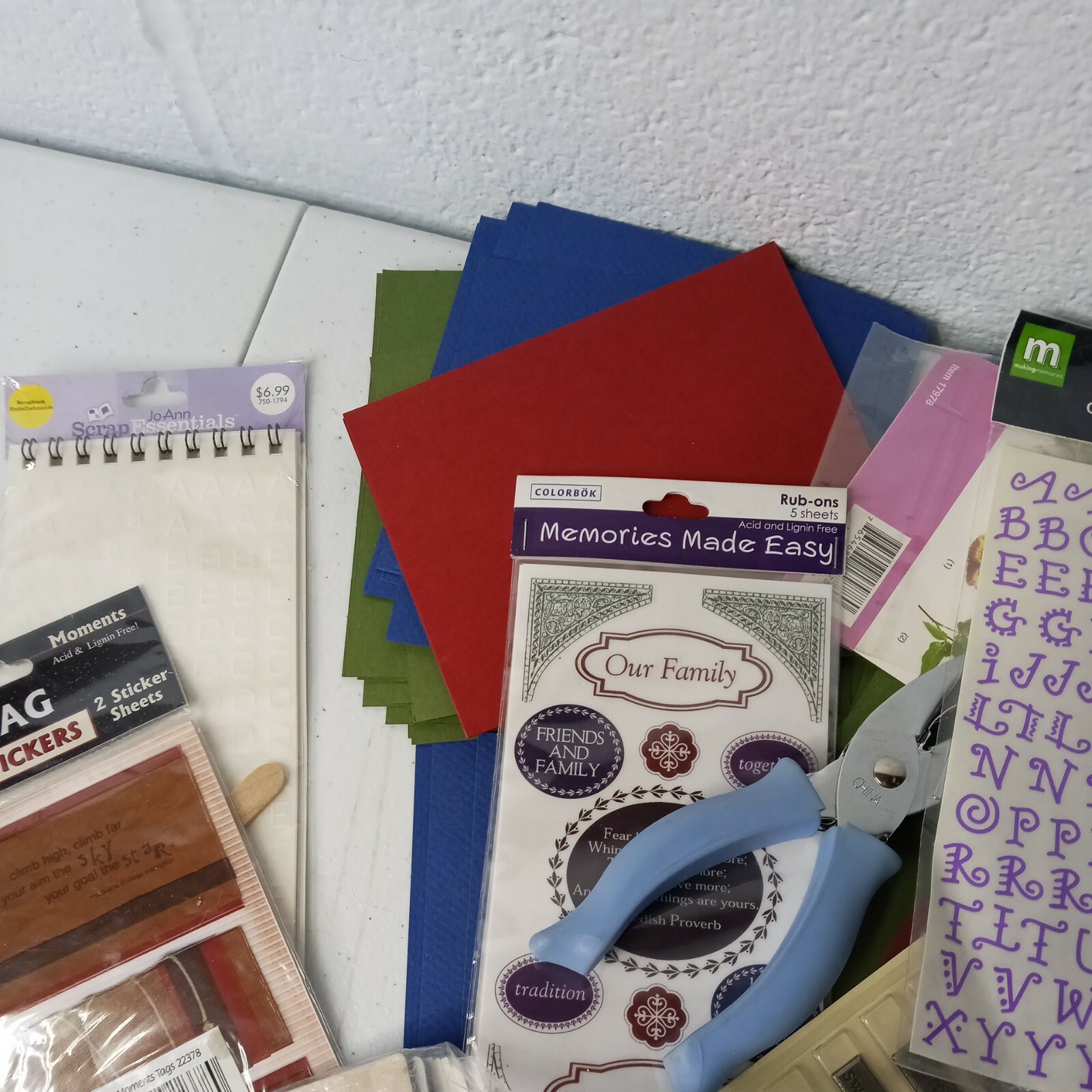 Junk Drawer Art Crafts Scraping Stickers Punchs Card Stock Rubber Stamps Lot