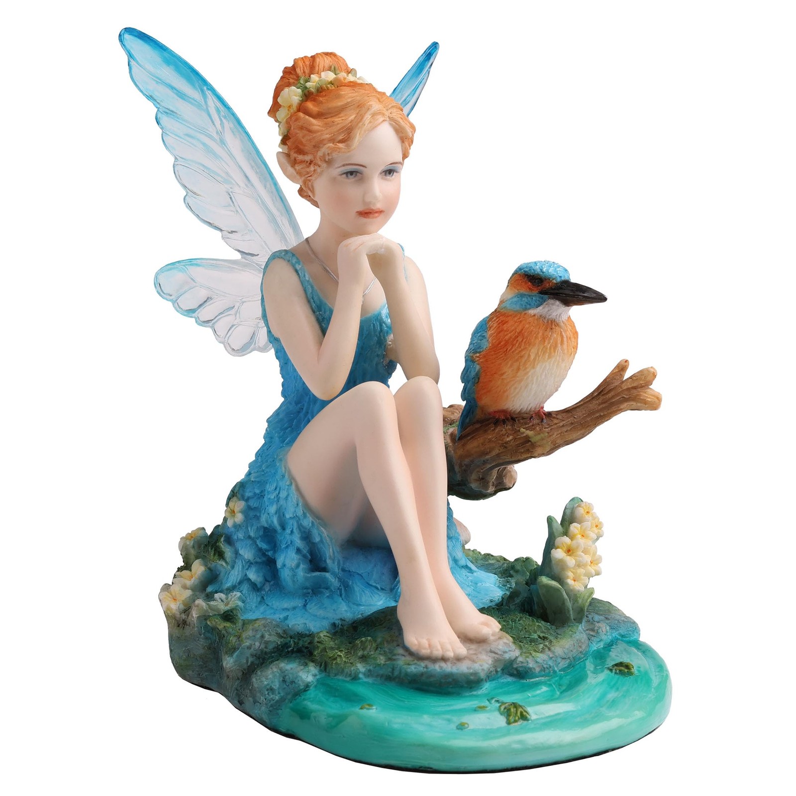Veronese Kingfisher & Fairy Polyresin Figurine, 5.1 Inch Decor