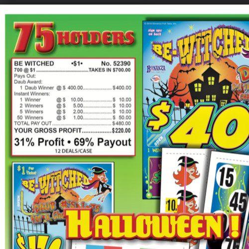 Pull Tab – Hard Card – Tickets Game – Holder – Be-Witched 700ct