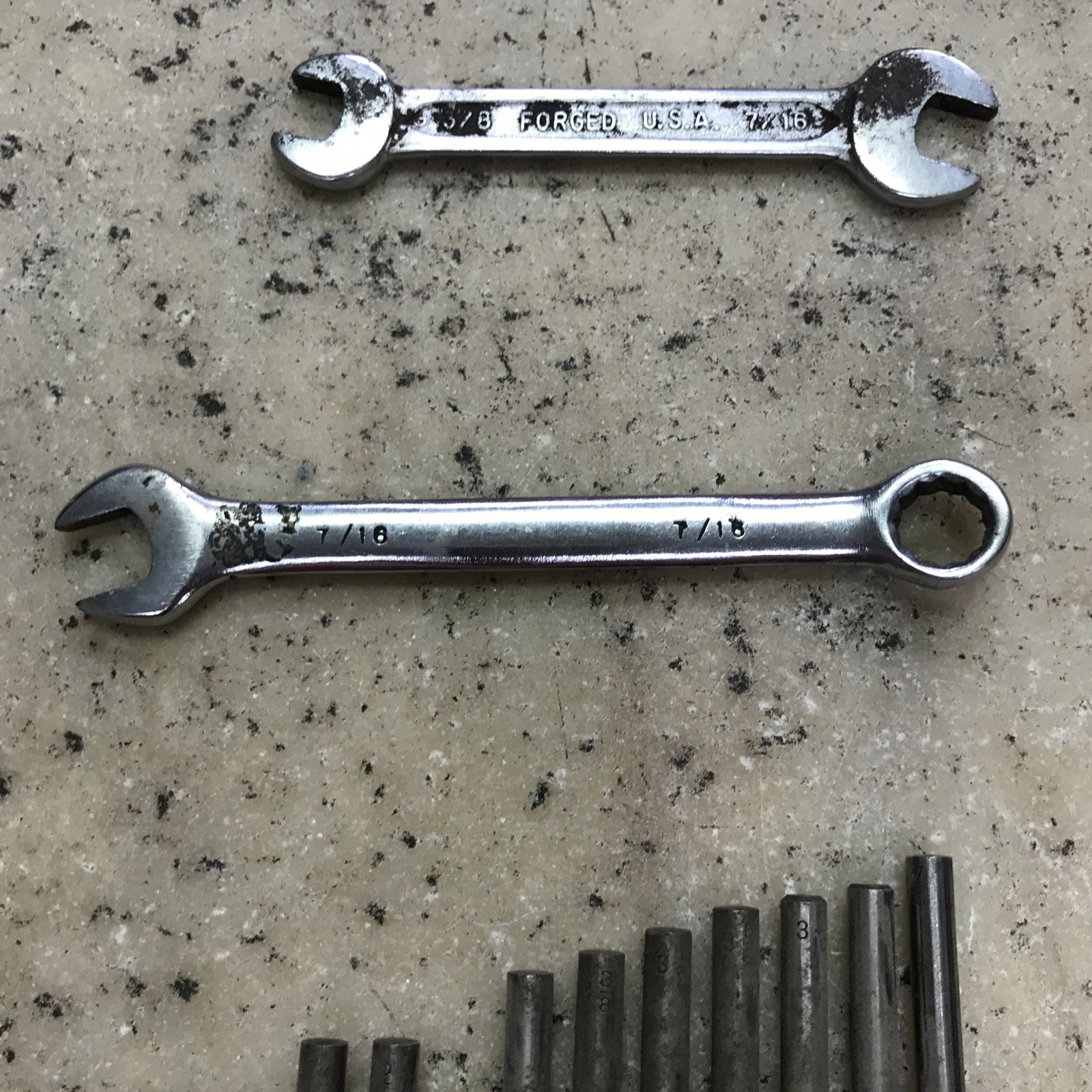Vintage Junk Drawer Tool Lot – Tools Punch Chisel Wrenches Plastic Case – Metal