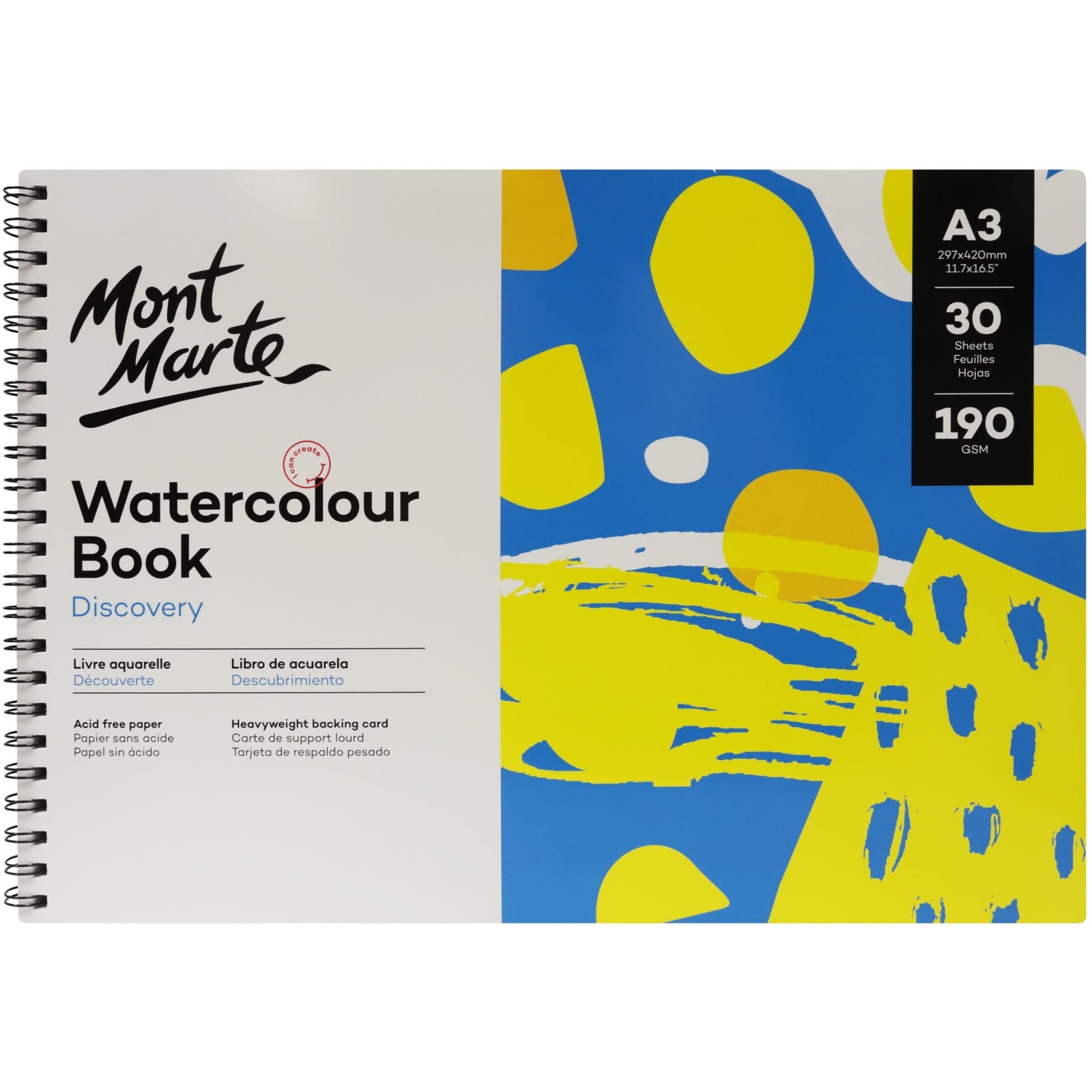 Mont Marte A3 Watercolour Book, 30 Sheets, 190gsm