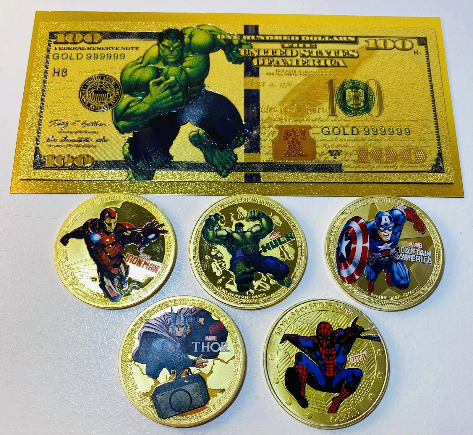 Marvel Avengers Age Of Ultron Gold Plated Commemorative Coin Set Frame Edition
